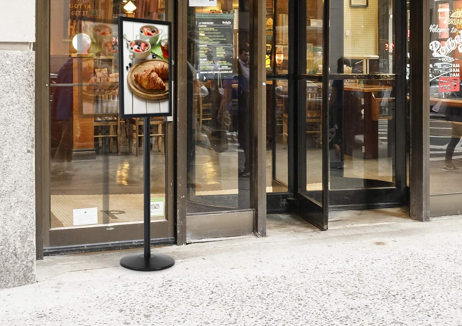 Black Aluminum Floor Standing Double-Sided Poster Holder