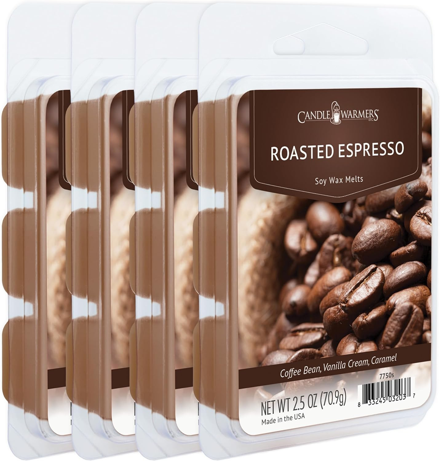 Candle Warmers Etc Classic Wax Melts 2.5oz, Roasted Espresso Fragrance (4-Pack) – Each Pack has x4 2.5 oz Wax Melts and 30 Hours of Fragrance – Perfect for bedrooms, Living Rooms, and bathrooms