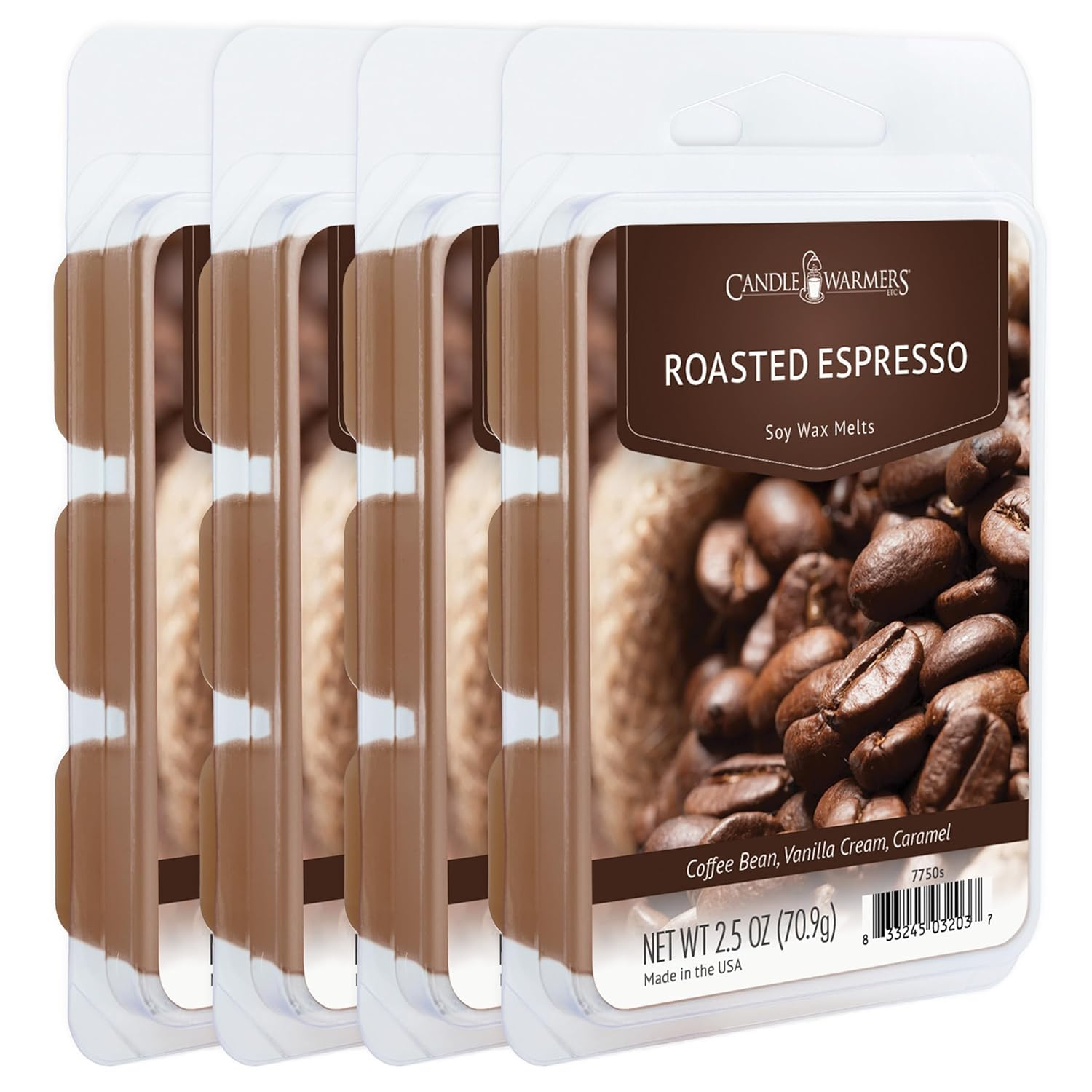 Candle Warmers Etc Classic Wax Melts 2.5oz, Roasted Espresso Fragrance (4-Pack) – Each Pack has x4 2.5 oz Wax Melts and 30 Hours of Fragrance – Perfect for bedrooms, Living Rooms, and bathrooms