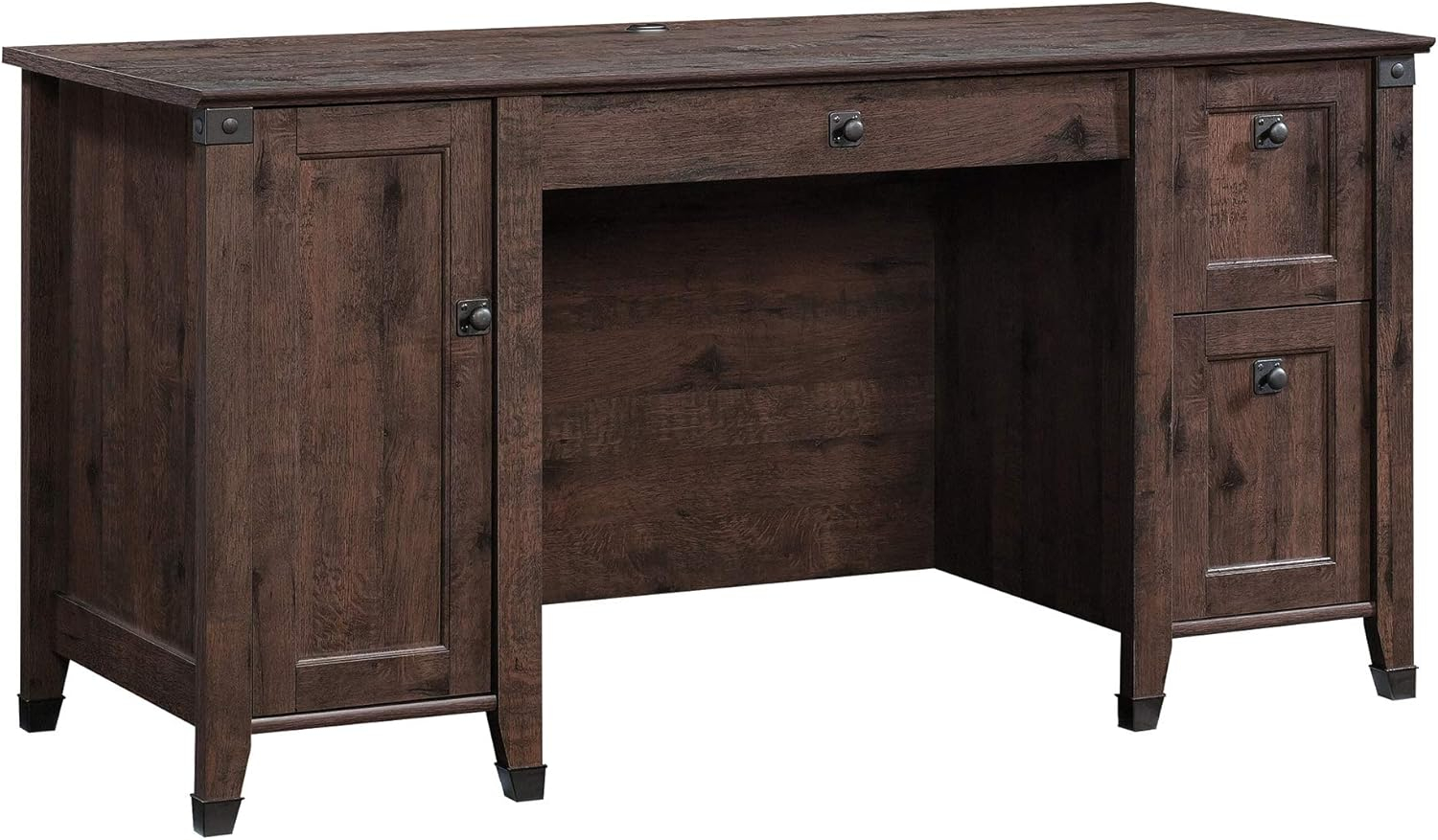 Sauder Carson Forge Computer Desk, Coffee Oak Finish