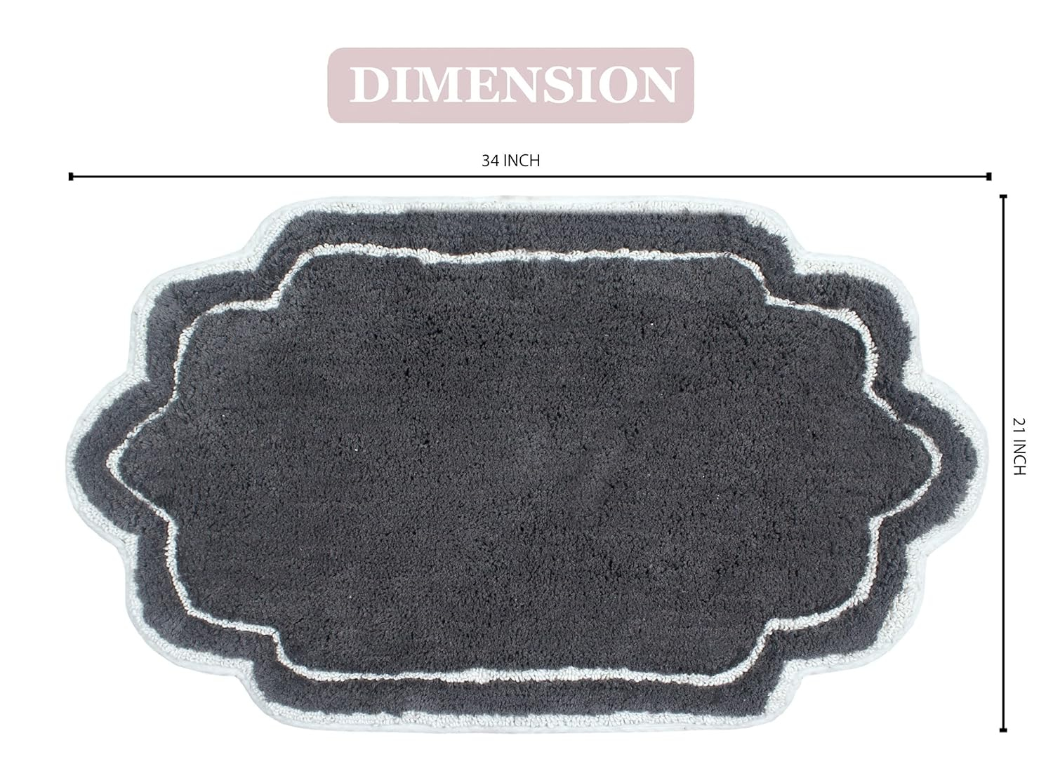 Modern Fluffy Tufted Cotton Bath Mat 21" x 34" in Dark Gray