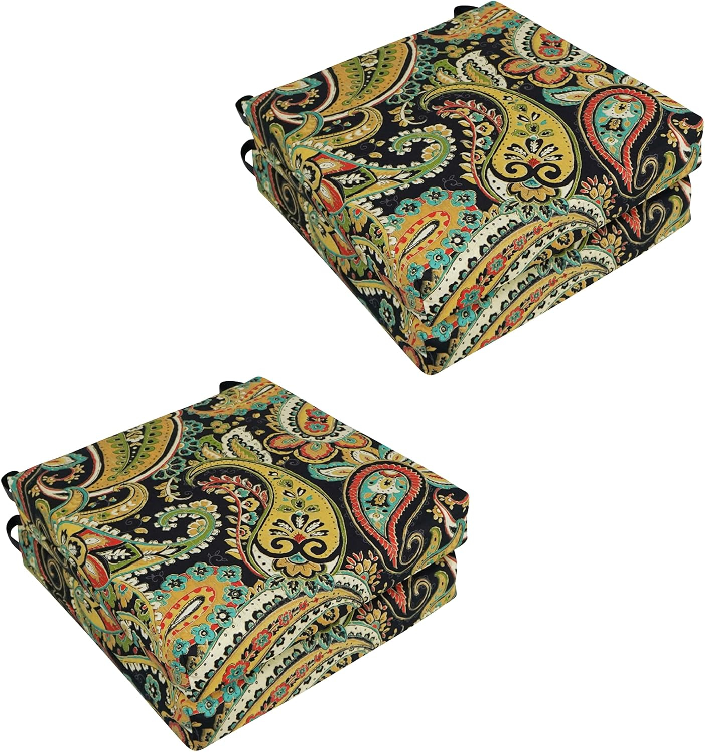 Blazing Needles Set of 4 Outdoor Chair Cushions, Hadia Franco Noir