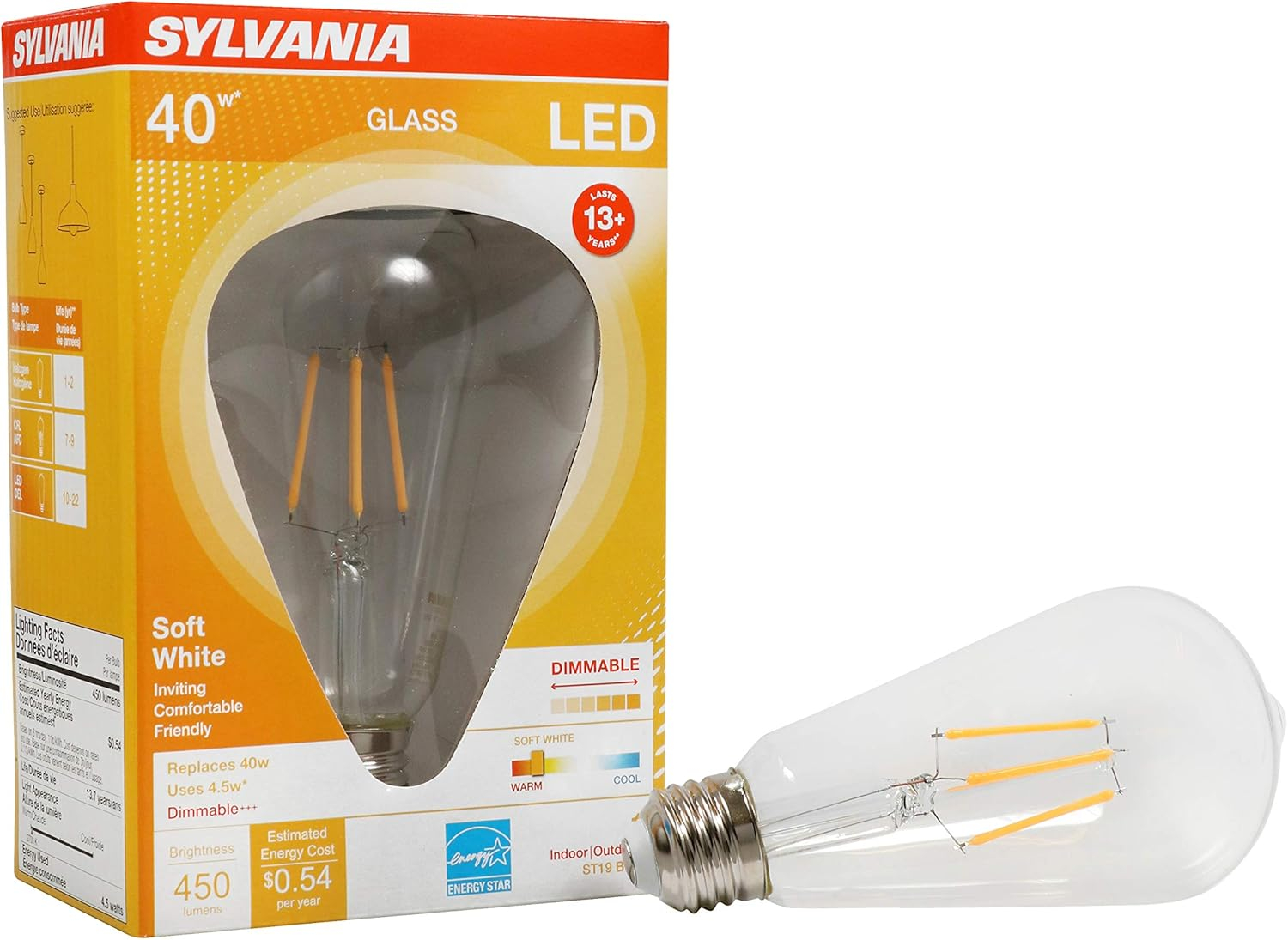 Clear Dimmable ST19 LED Bulb with Soft White Light