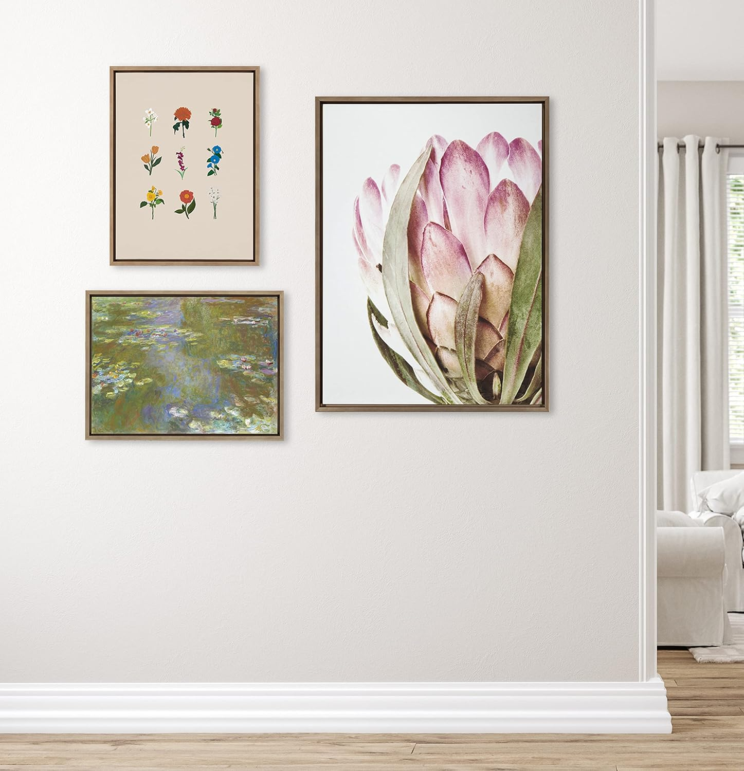 Oversized Pink Protea Flower Framed Canvas Wall Art