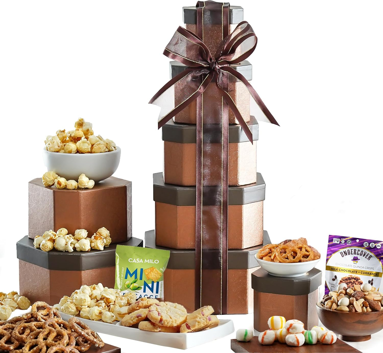 Broadway Basketeers Gourmet Food Gift Basket Tower Snack Gifts for Women, Men, Families, College, Appreciation, Thank You, Congratulations, Corporate