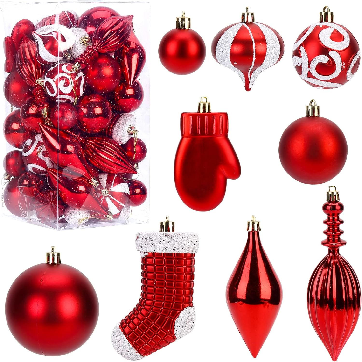 HauiWeiLyai Christmas Ball Ornaments 50pcs Christmas Tree Ornament Pendant Party Supplies Tree Hanging Plastic 1.6 Inch Savings