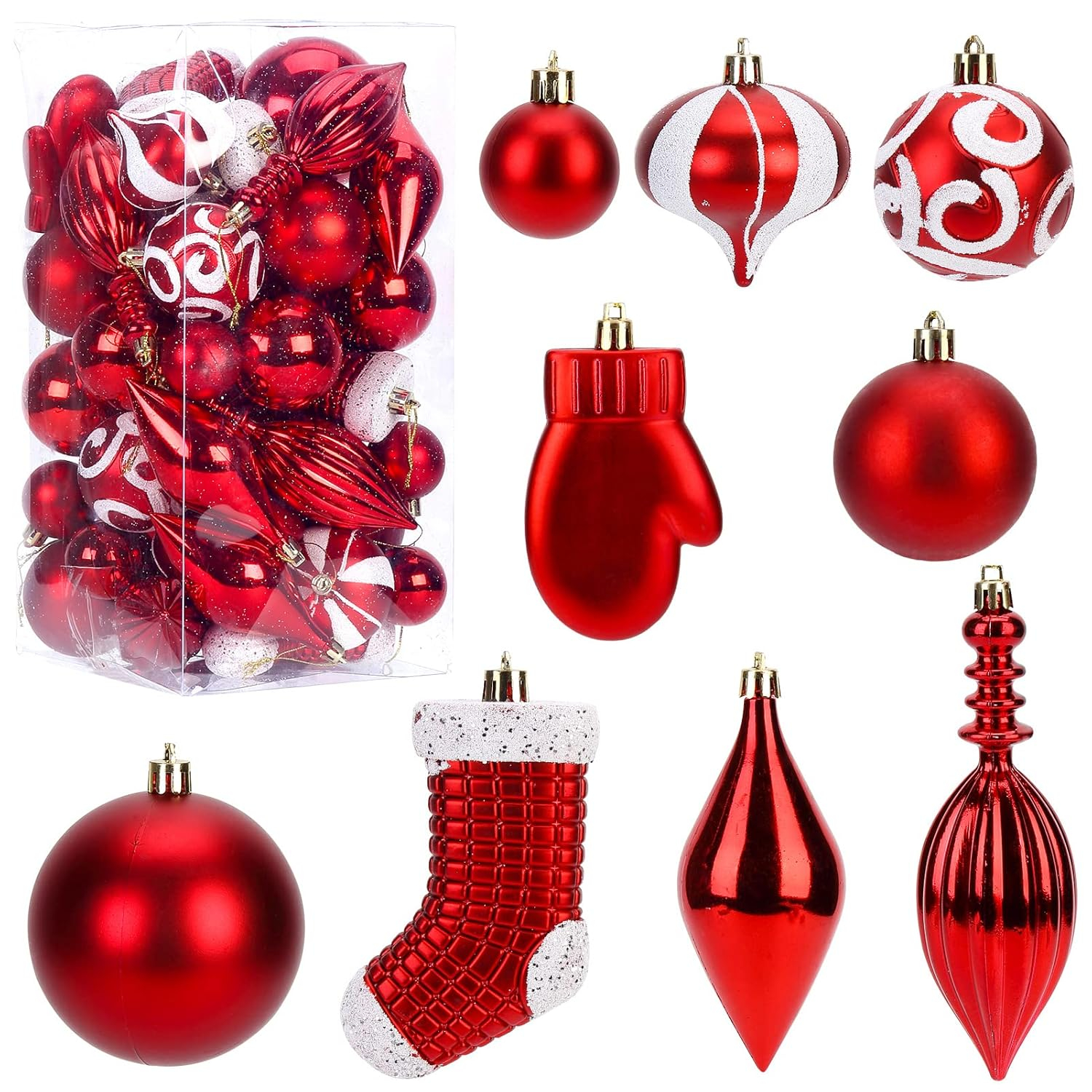 HauiWeiLyai Christmas Ball Ornaments 50pcs Christmas Tree Ornament Pendant Party Supplies Tree Hanging Plastic 1.6 Inch Savings
