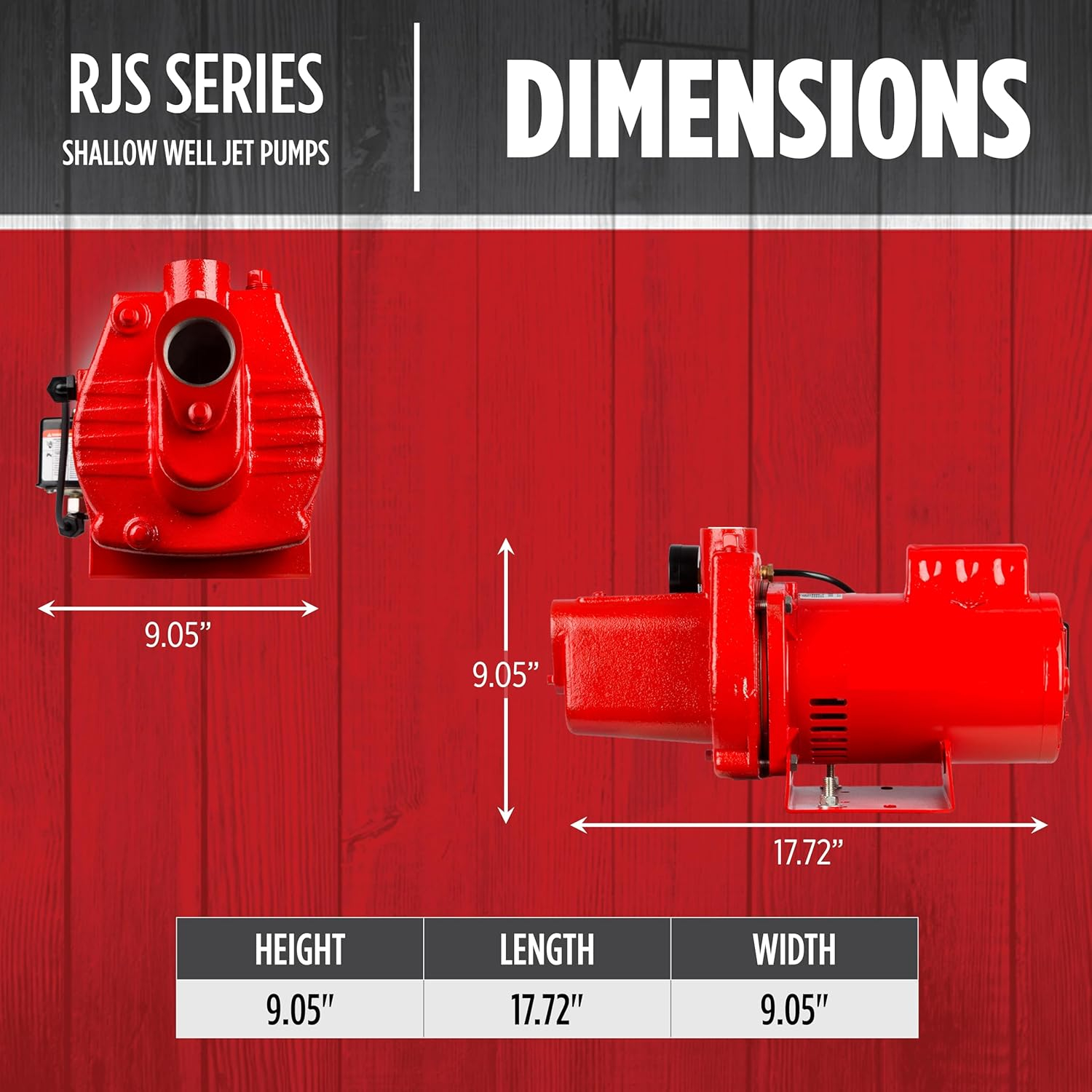 Red Lion RJS-50-PREM .5HP Cast Iron Thermoplastic Shallow Well Jet Pump