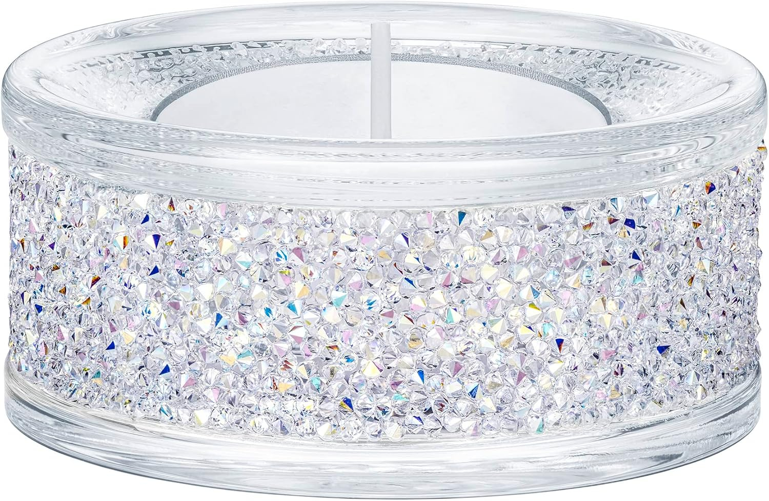 SWAROVSKI Shimmer Tea Light Holder, Candle Holder with Clear Swarovski Crystals Featuring an Aurora Borealis Effect Part of The Swarovski Shimmer Collection