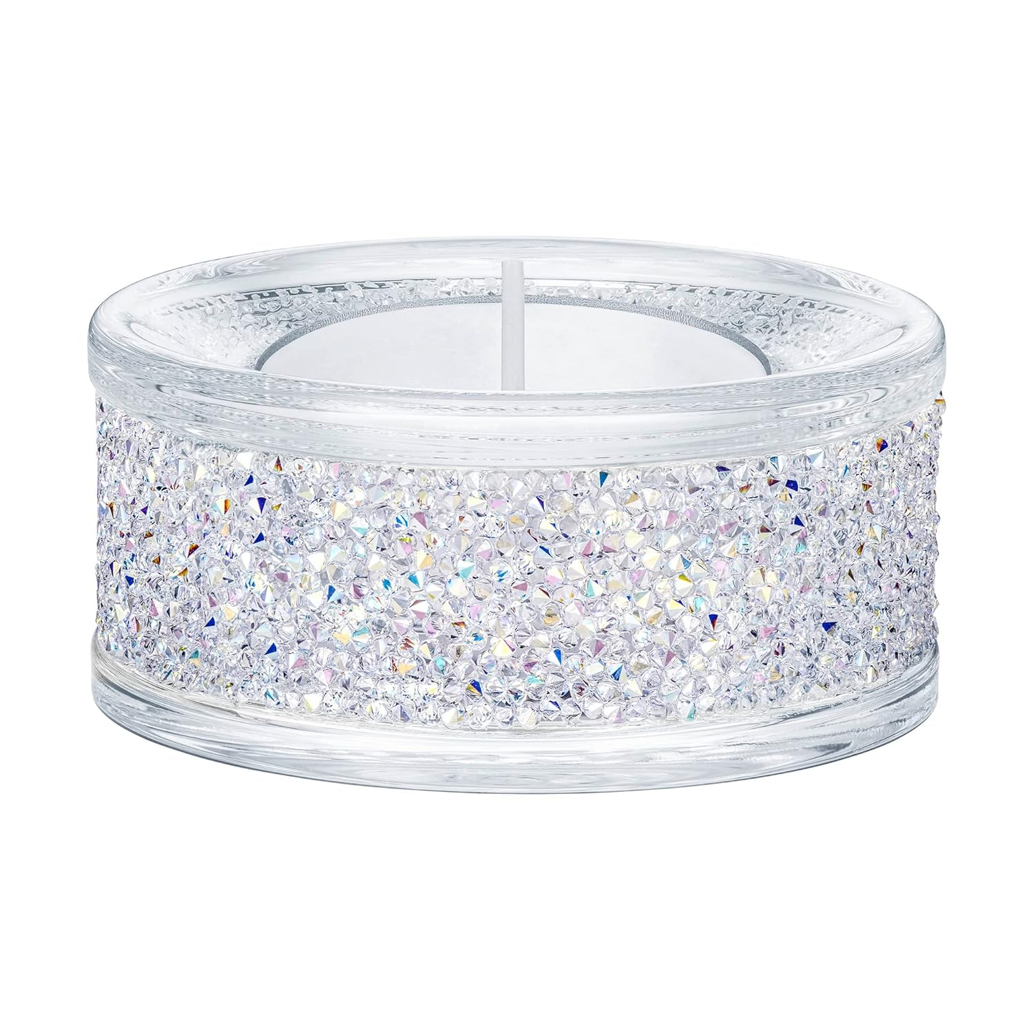 SWAROVSKI Shimmer Tea Light Holder, Candle Holder with Clear Swarovski Crystals Featuring an Aurora Borealis Effect Part of The Swarovski Shimmer Collection