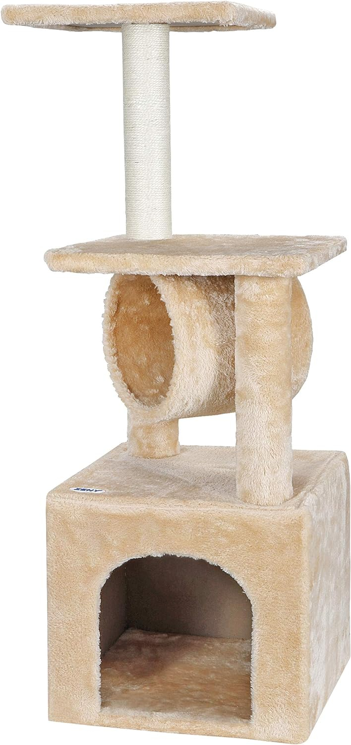 ZENY 36-in Cat Tree & Condo Scratching Post Tower, Beige