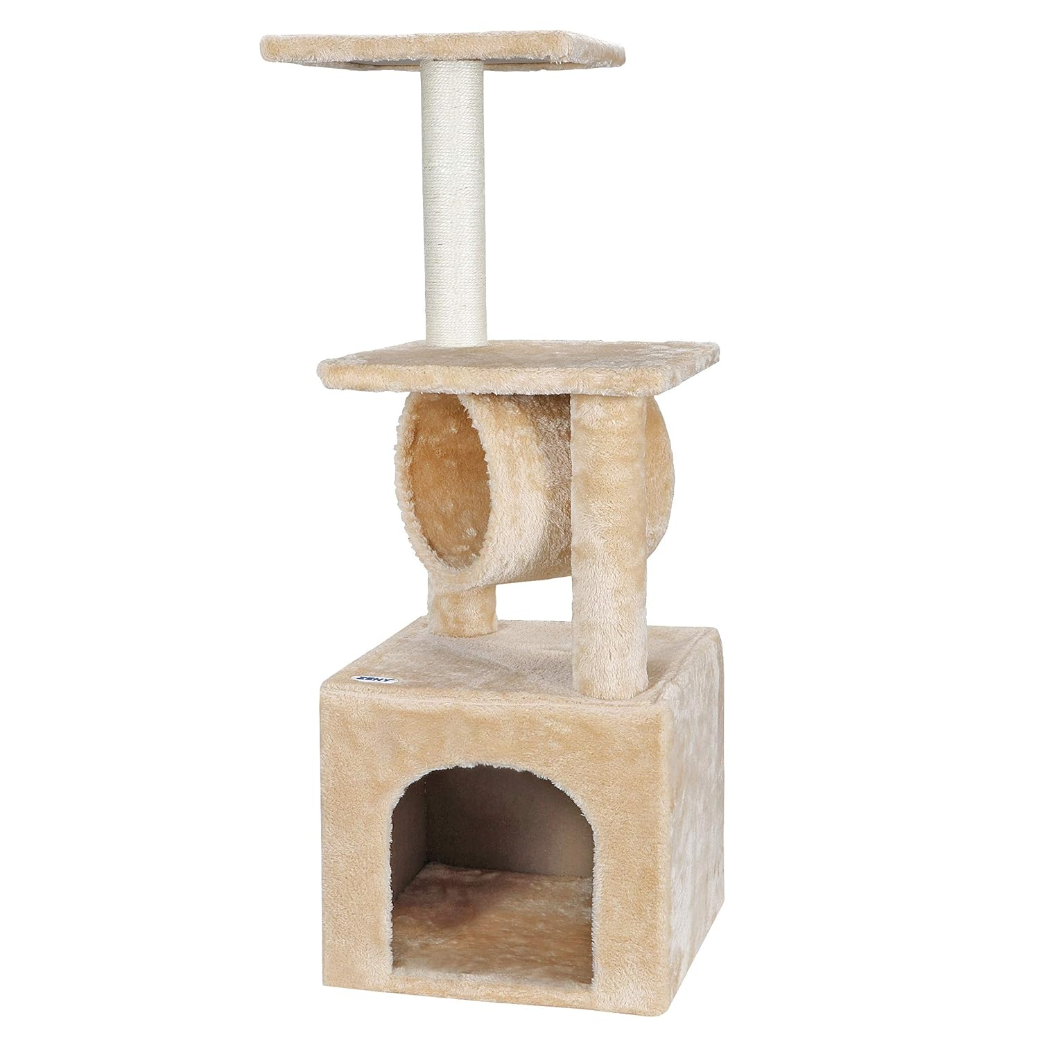 ZENY 36-in Cat Tree & Condo Scratching Post Tower, Beige