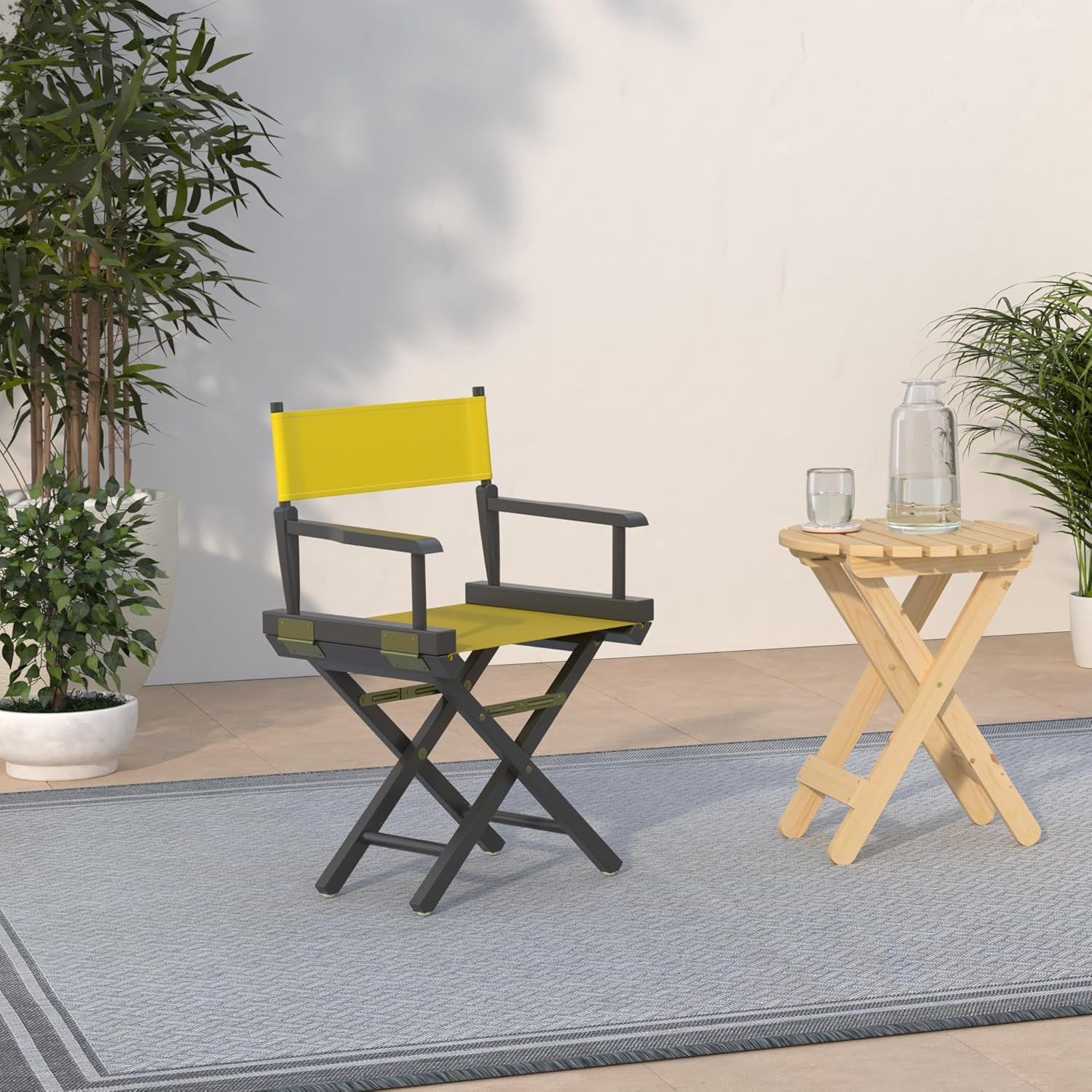 "18" Director's Chair Black Frame-Gold Canvas"