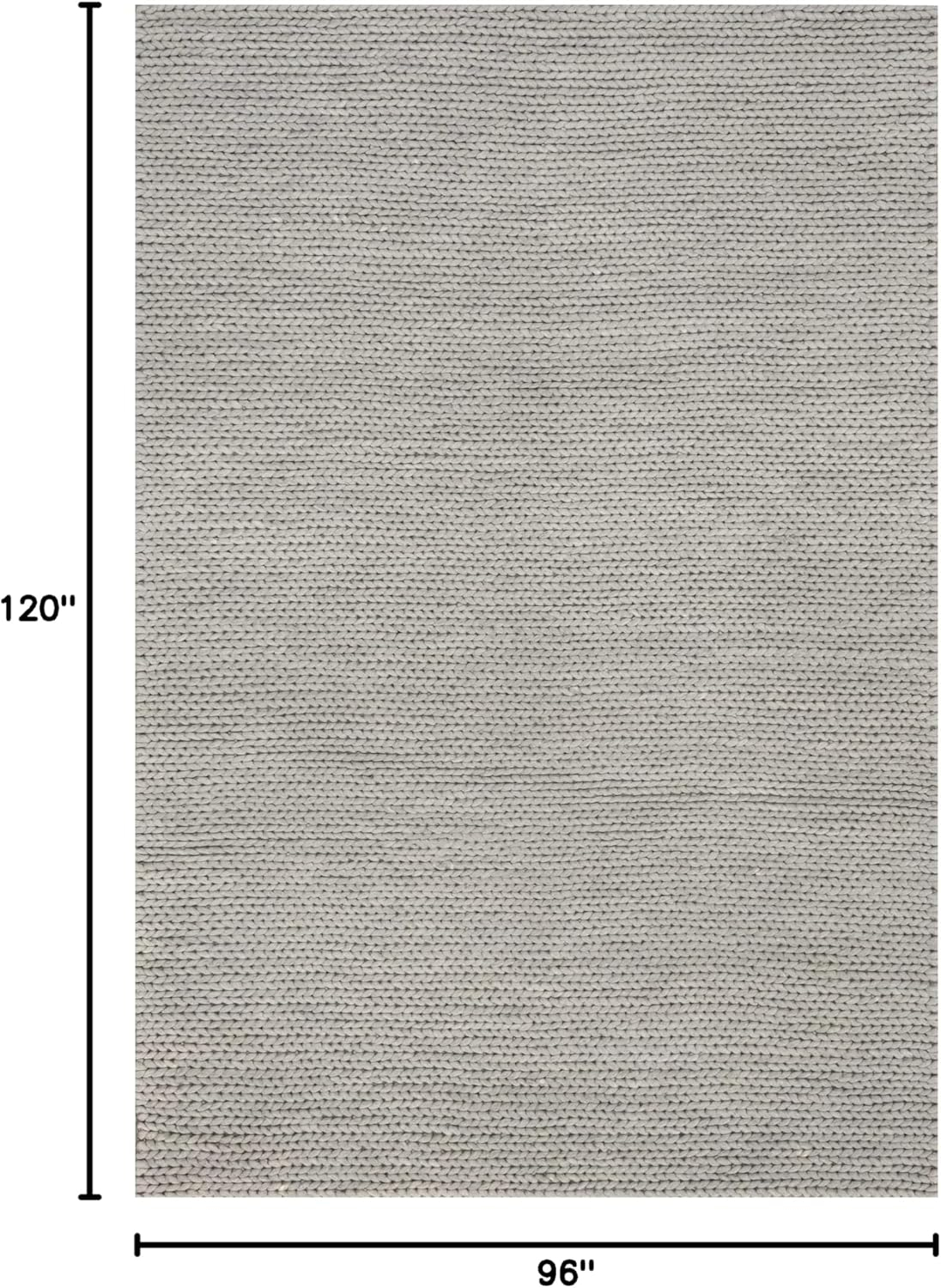 nuLOOM Penelope Braided Wool Light Gray 8' x 10' Farmhouse Area Rug