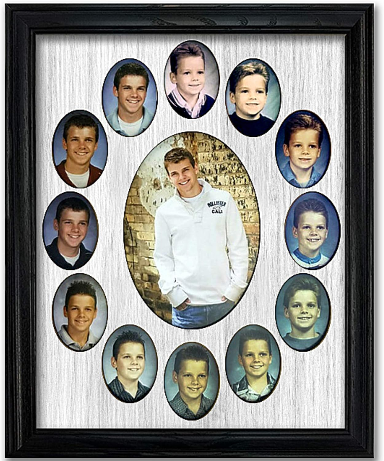 Black Wood Collage Picture Frame with White Mat for Graduation