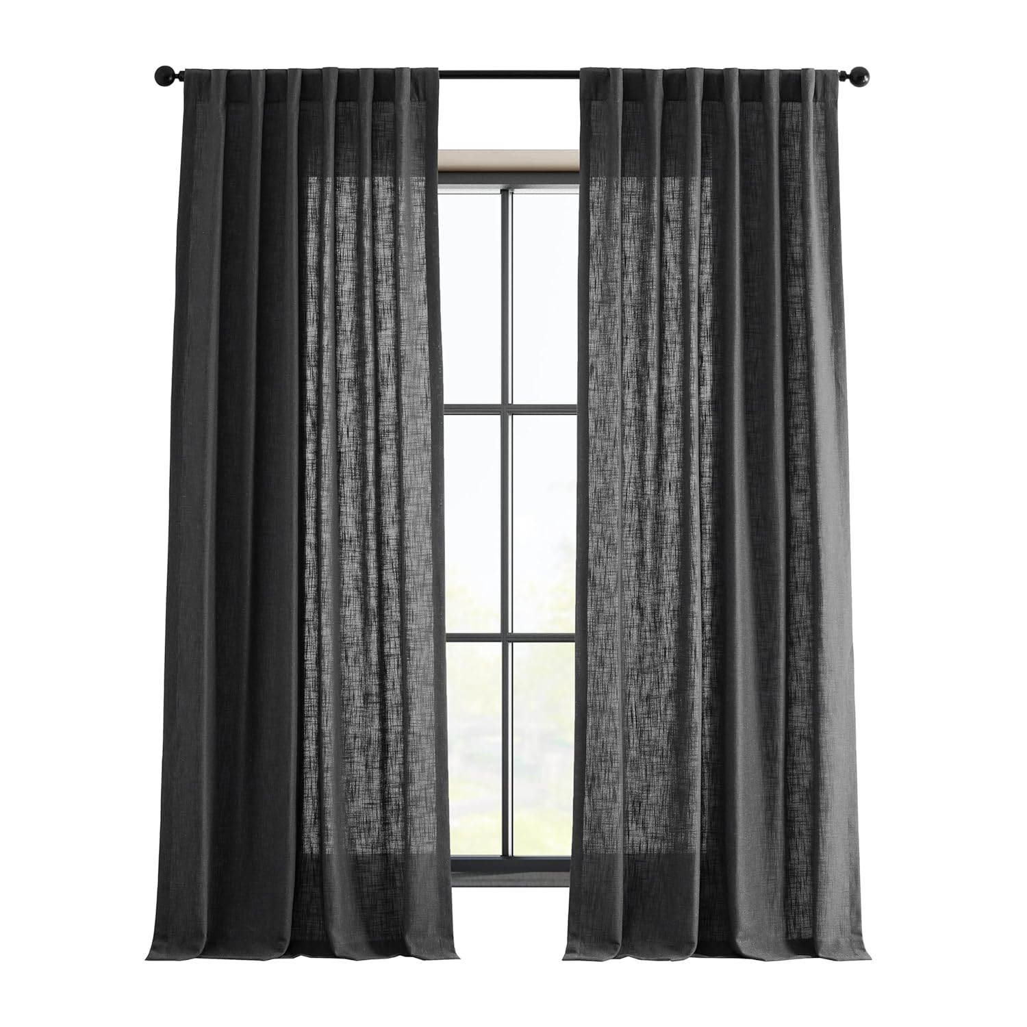 Half Price Drapes FHLCH-VET13195-84 Slate Heavy Faux Linen Curtain, 50 x 84, Grey