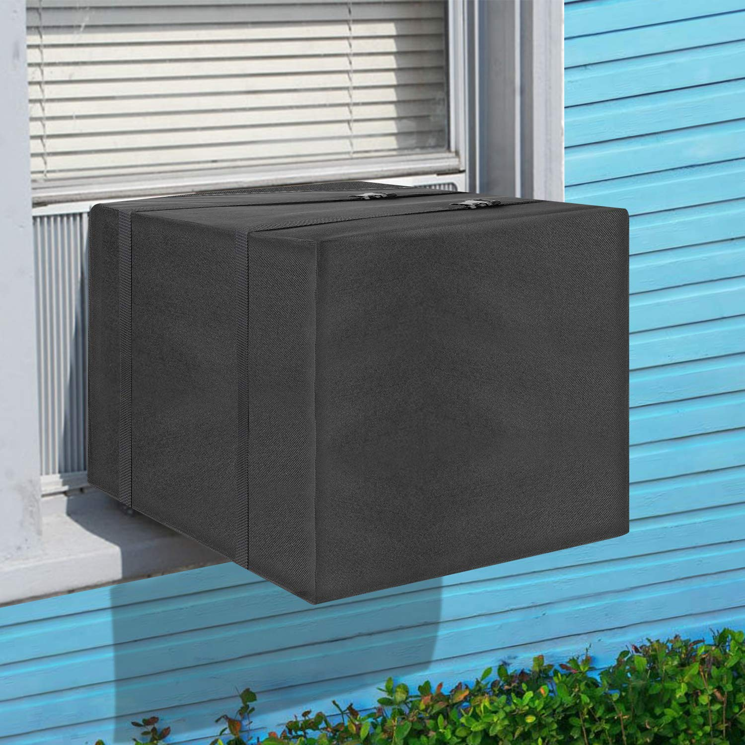 Aozzy Air Conditioner Covers For Window Units Ac Covers For Outside Unit Winter Outdoor Heavy Duty Waterproof Insulation Defender With Adjustable Straps 25.5"W x 17"H x 20.5"D Inches
