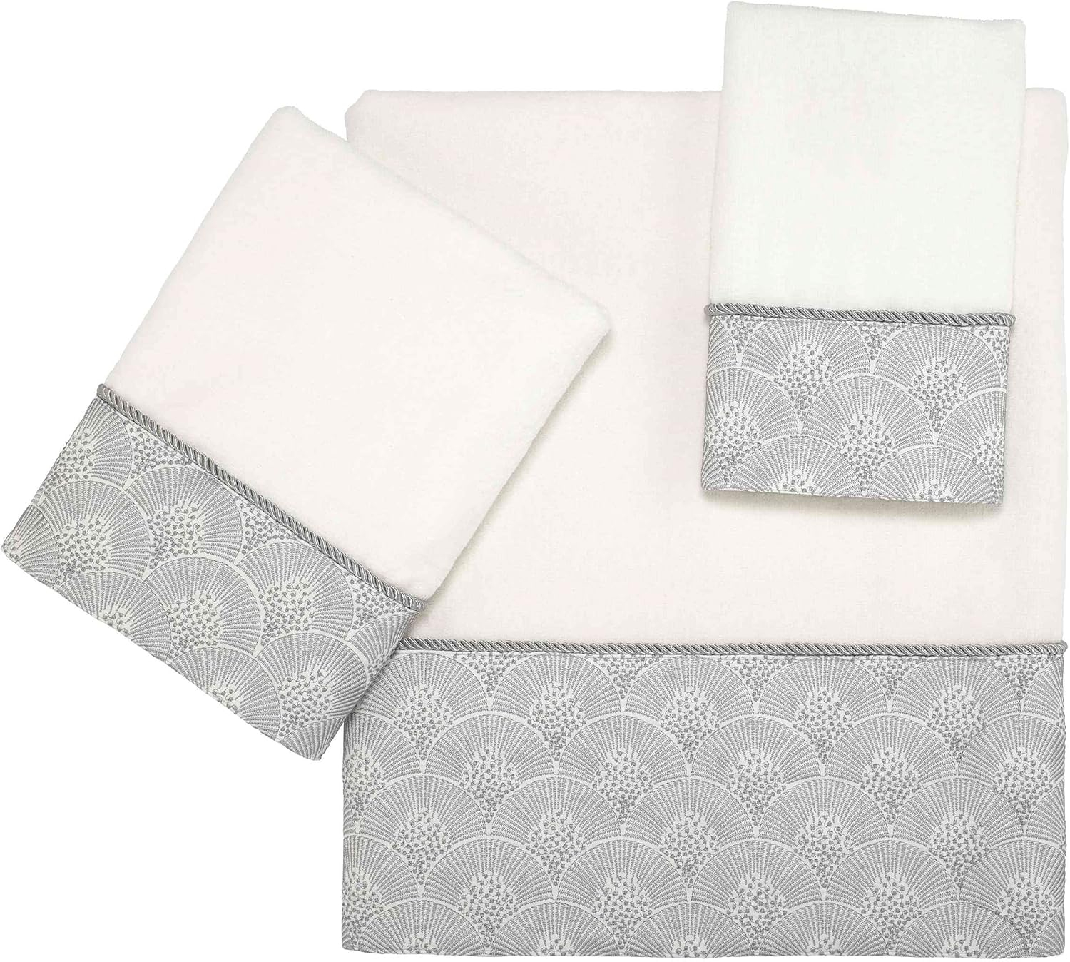 Avanti Linens - Hand Towel, Soft & Absorbent Cotton Towel (Deco Shell Collection, White)