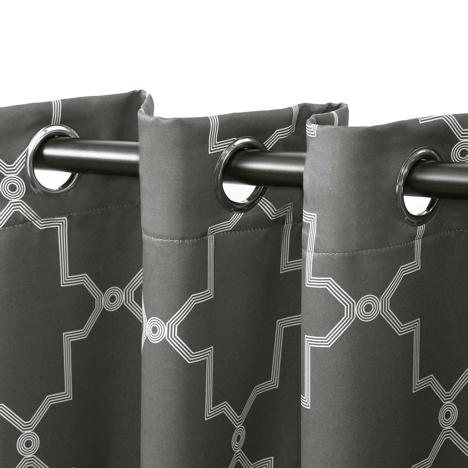 Superior Trellis Blackout Curtains, Rod Pocket, Set of 2, 42" x 63", Charcoal