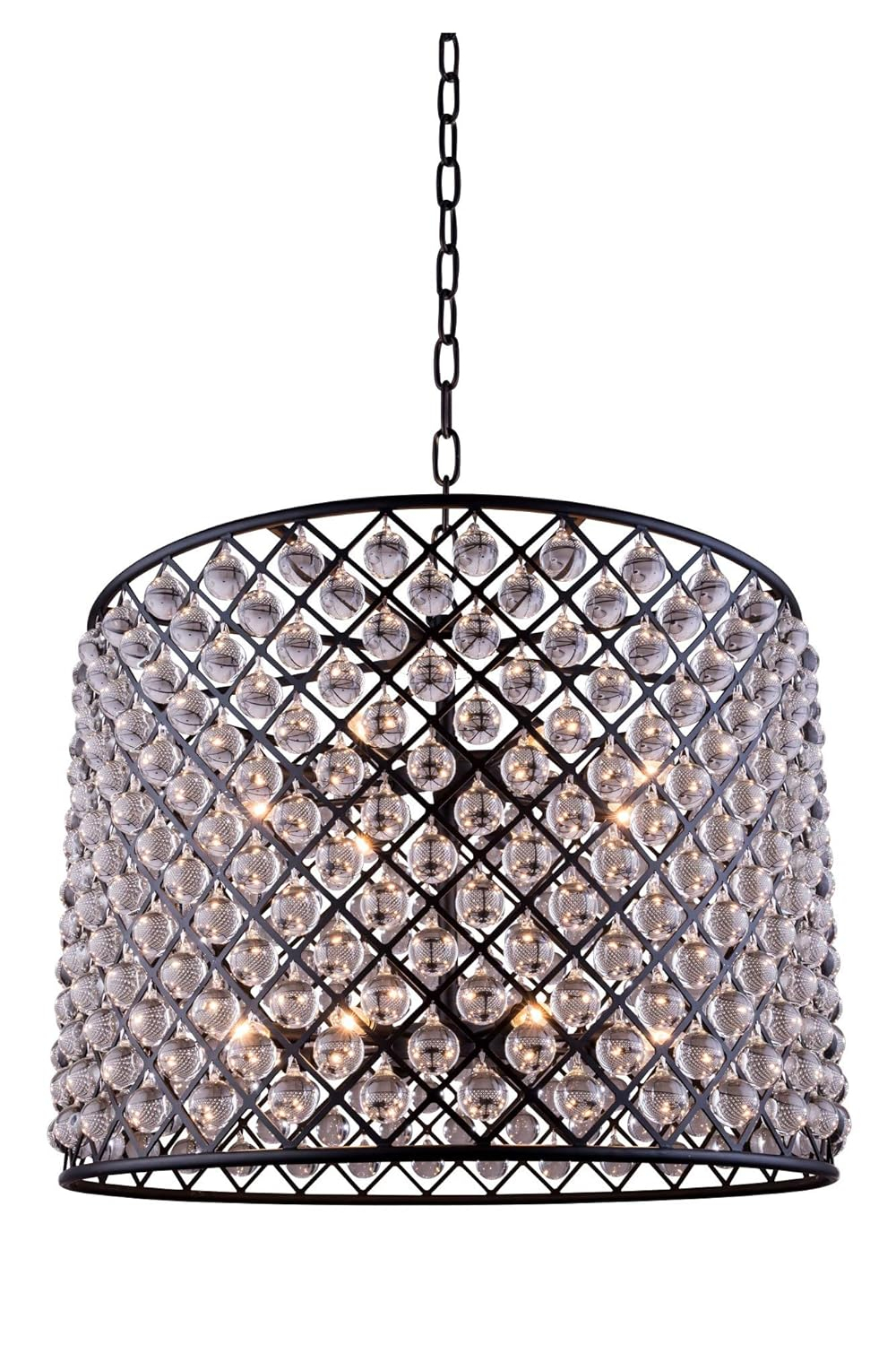 Mocha Brown 12-Light Pendant Lamp with Clear Crystals