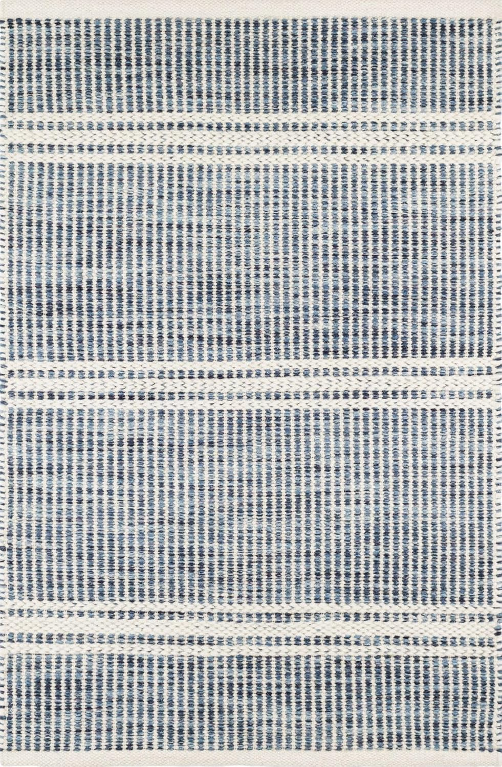6' x 9' Blue and White Synthetic Stripe Rug