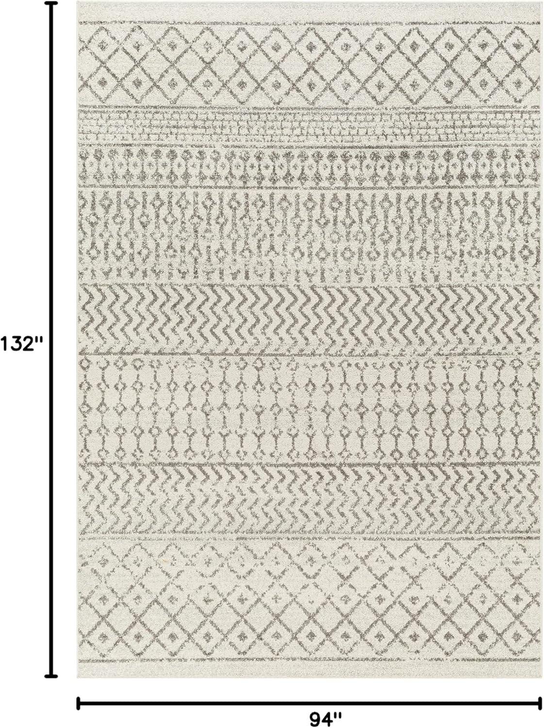 Gray and Cream Moroccan Pattern Stain-Resistant Area Rug