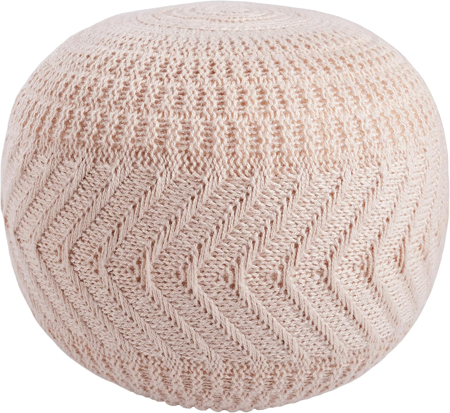 Jaipur Living Vibe Etta Solid Taupe/Olive Round Pouf