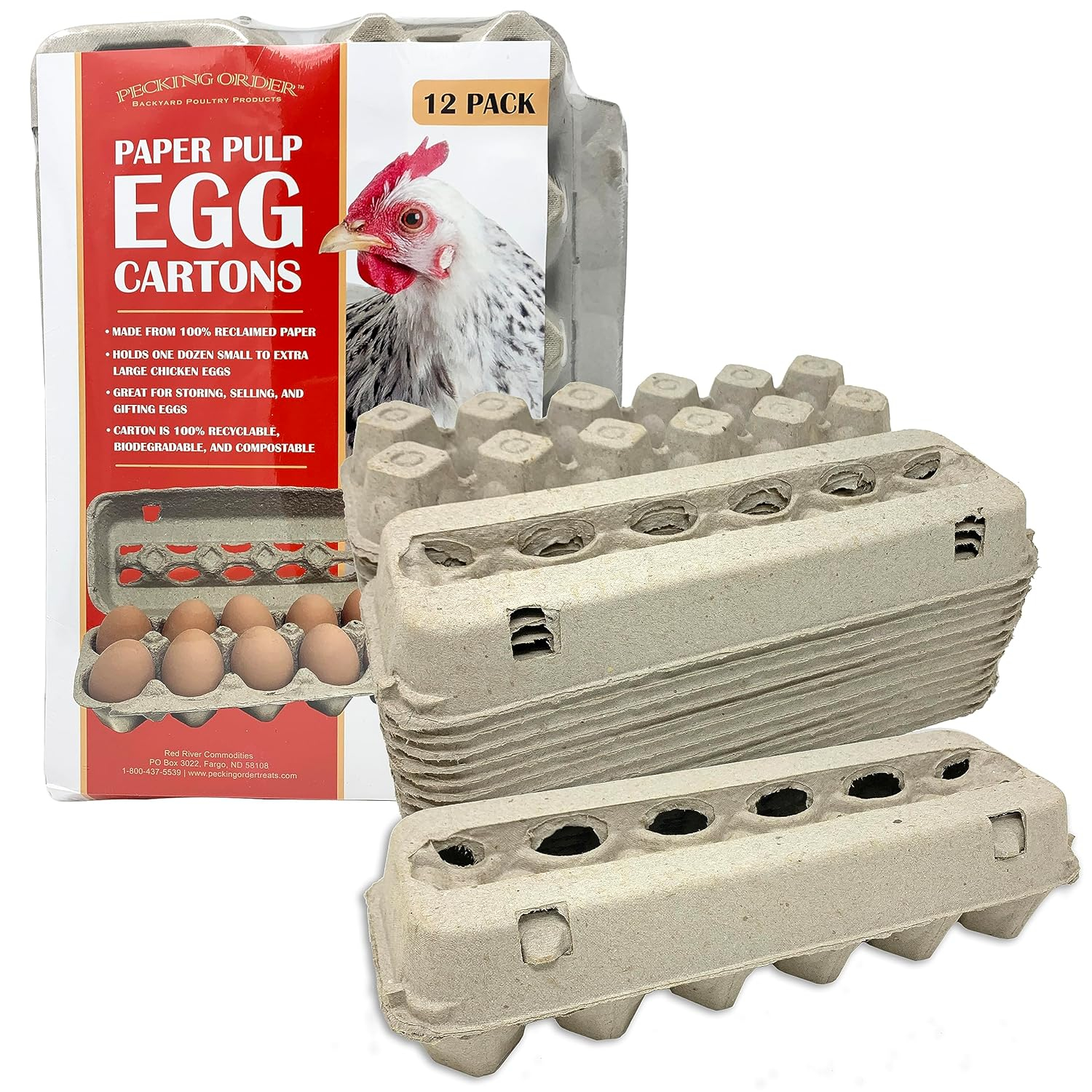 Pecking Order Cardboard Egg Carton 12-pack Dozen Cardboard Egg carton