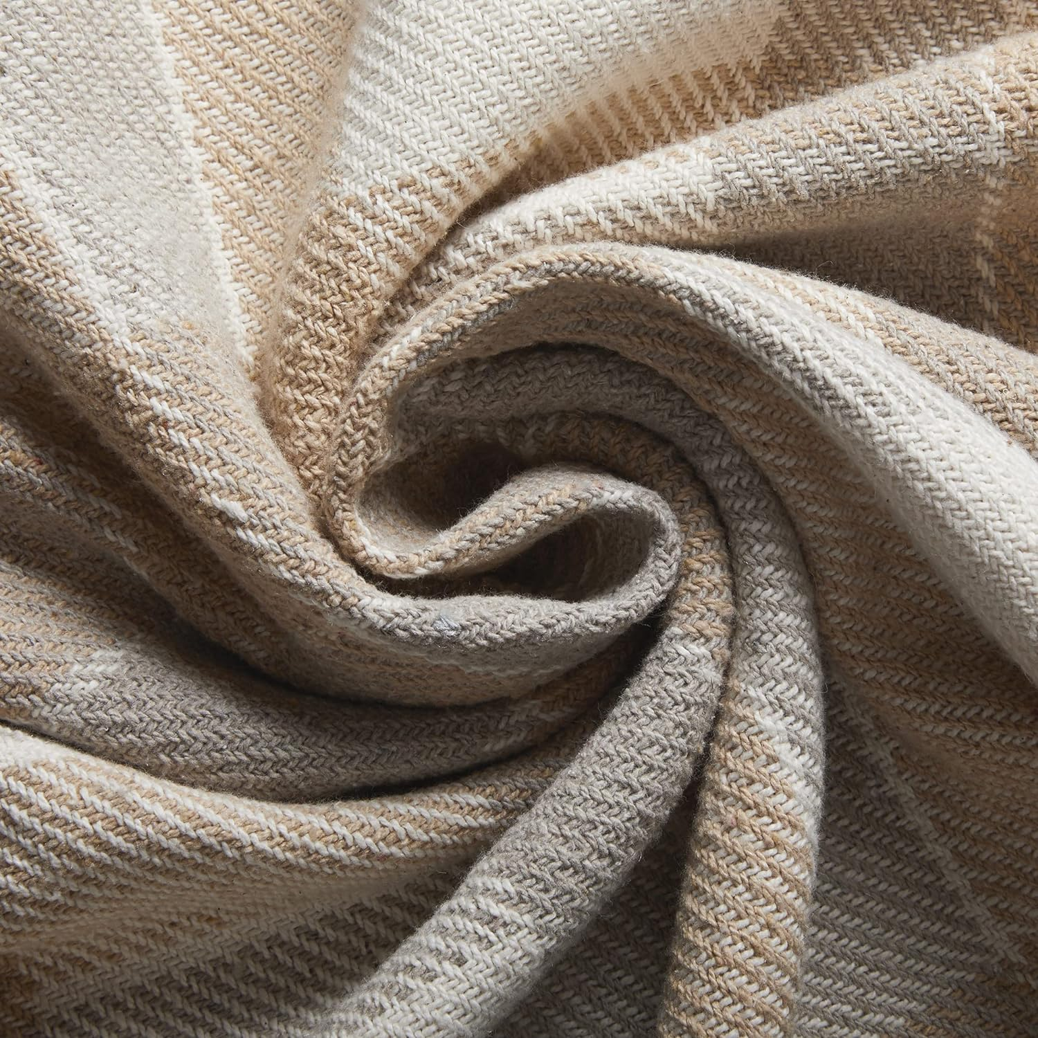 Americanflat 50x60 Throw Blanket - Soft and Breathable Cotton Throw Blanket for Couch, Bed, Chair - Decorative Blanket Perfect for Home, Office, or Outdoor Use - Camel and Beige Plaid Blanket