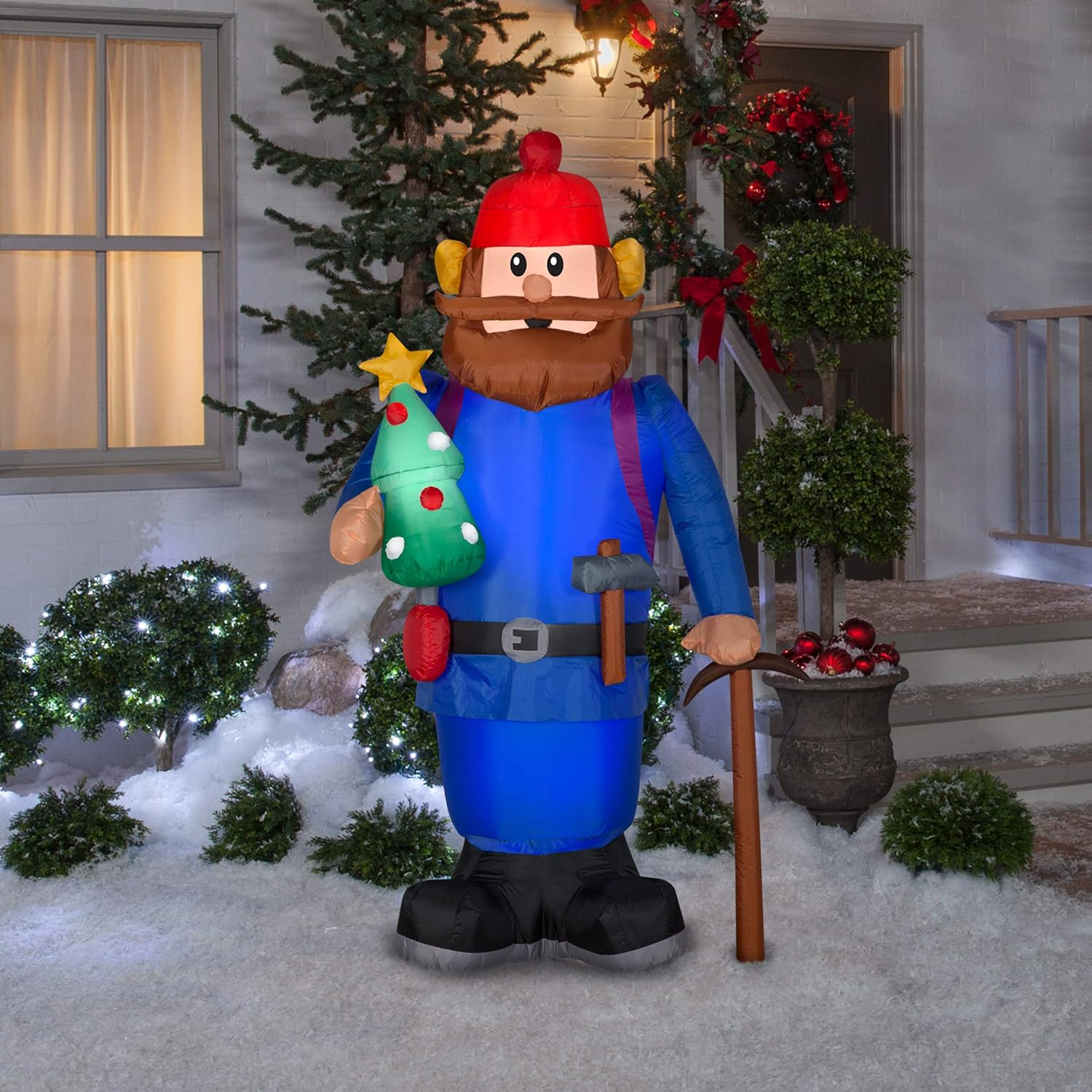 Rudolph the Red Nosed Reindeer Christmas Airblown Inflatable Yukon Cornelius with Tree, 6 ft Tall