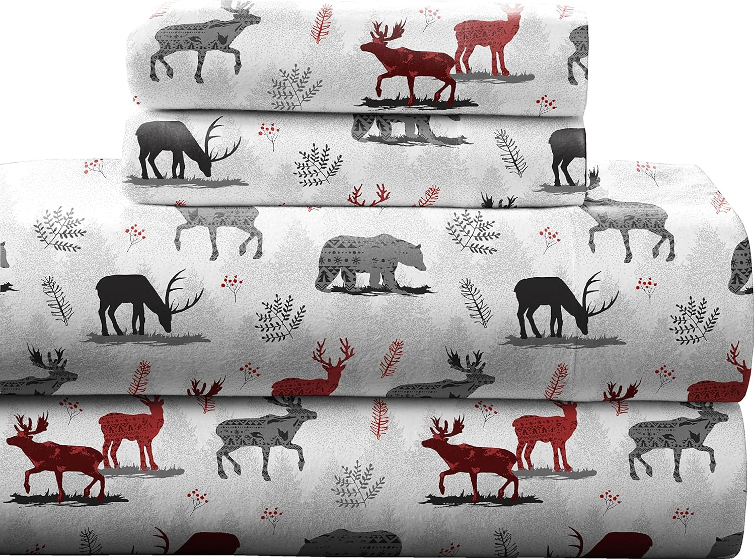 Twin Cotton Flannel Sheet Set with Northwoods Print