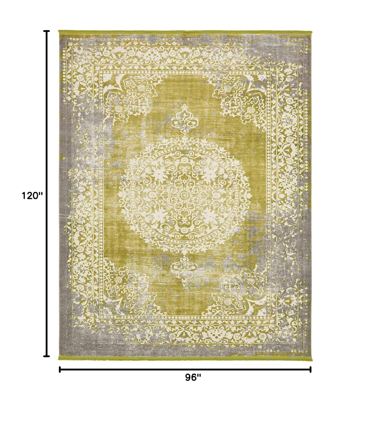 8' x 10' Green and Gray Abstract Synthetic Area Rug