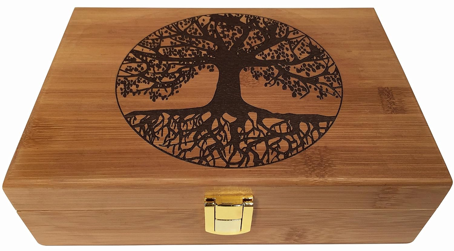 Tree of Life Keepsake Box - Wooden Keepsake Box with Hinged Lid - Engraved Design - Decorative Wooden Boxes with Lids - Wood Gift Box (Tree of Life)