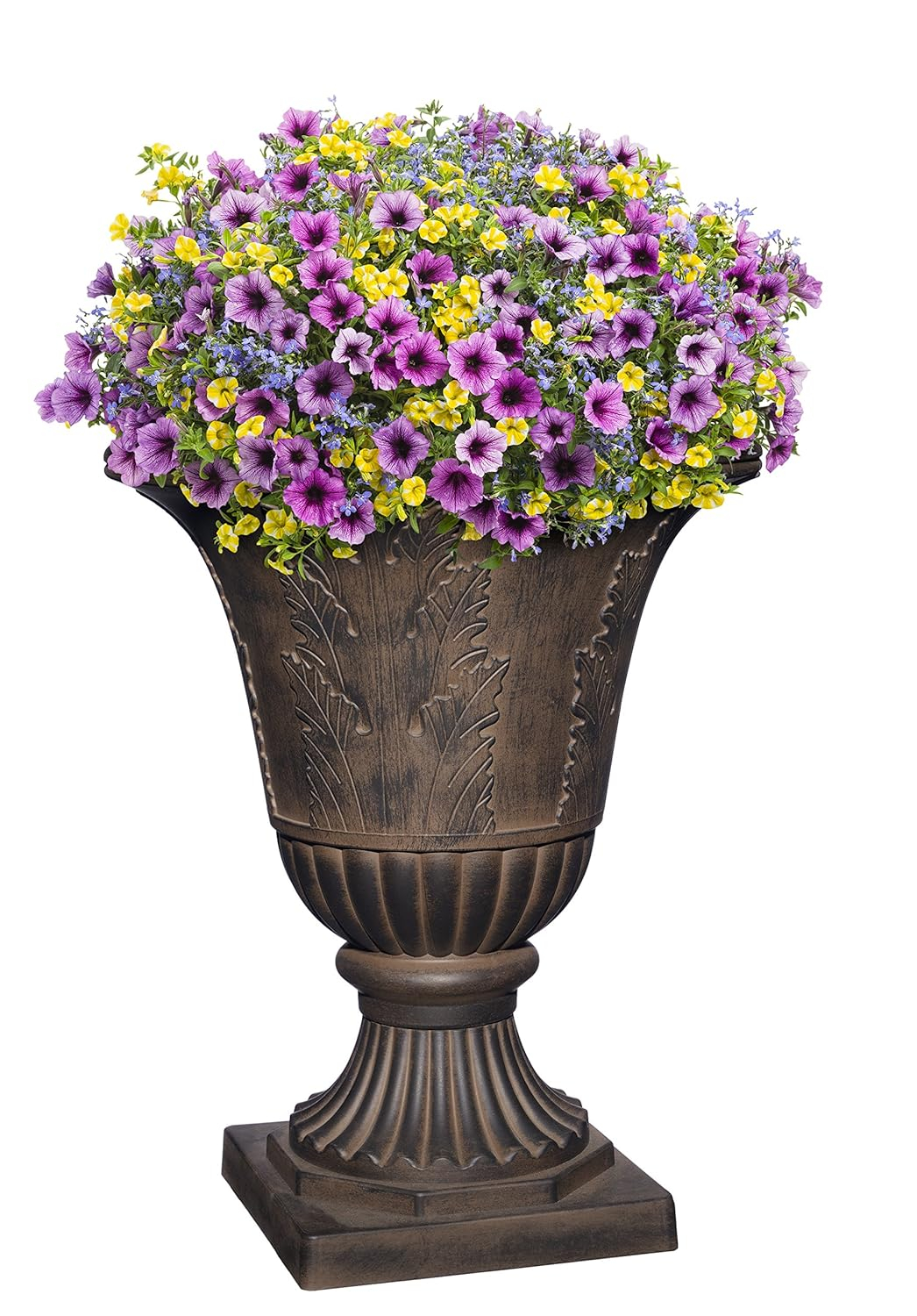 Classic Home & Garden Exquisite Oakmont Resin Urn Planter - Timeless Plant Urn for Floral Displays (21" Onyx)