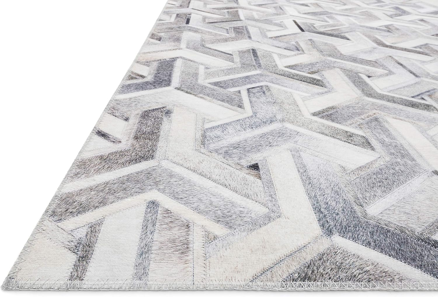 Ivory and Silver Faux Cowhide Low Pile Area Rug 2'3" x 3'9"