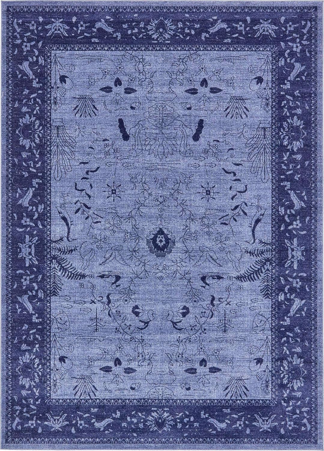 Unique Loom La Jolla Collection Area Rug - Floral (8' x 11' Rectangle Blue/Navy Blue)