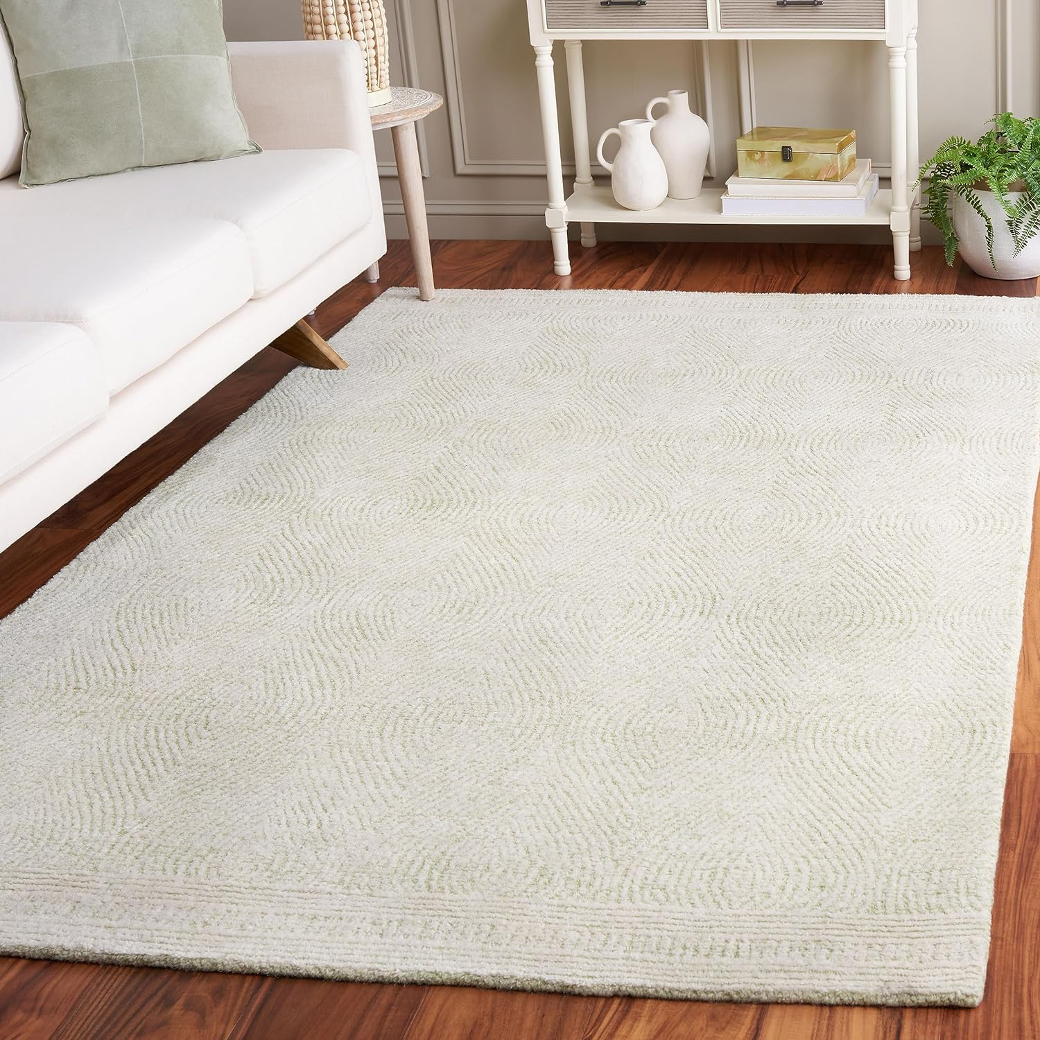 SAFAVIEH Abstract Caelestinus Ogee Wool Area Rug, Green/Ivory, 5' x 8'