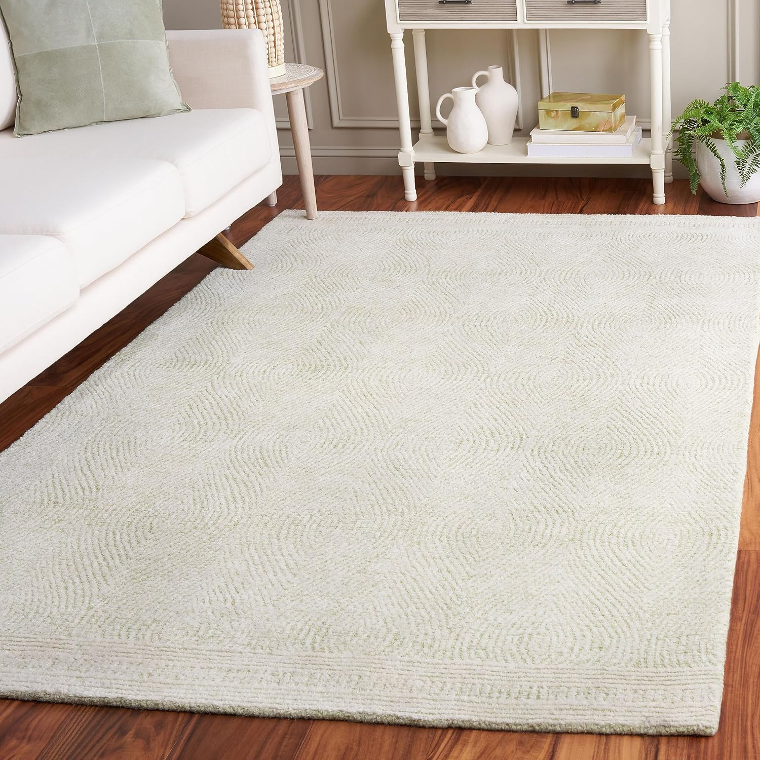SAFAVIEH Abstract Caelestinus Ogee Wool Area Rug, Green/Ivory, 5' x 8'