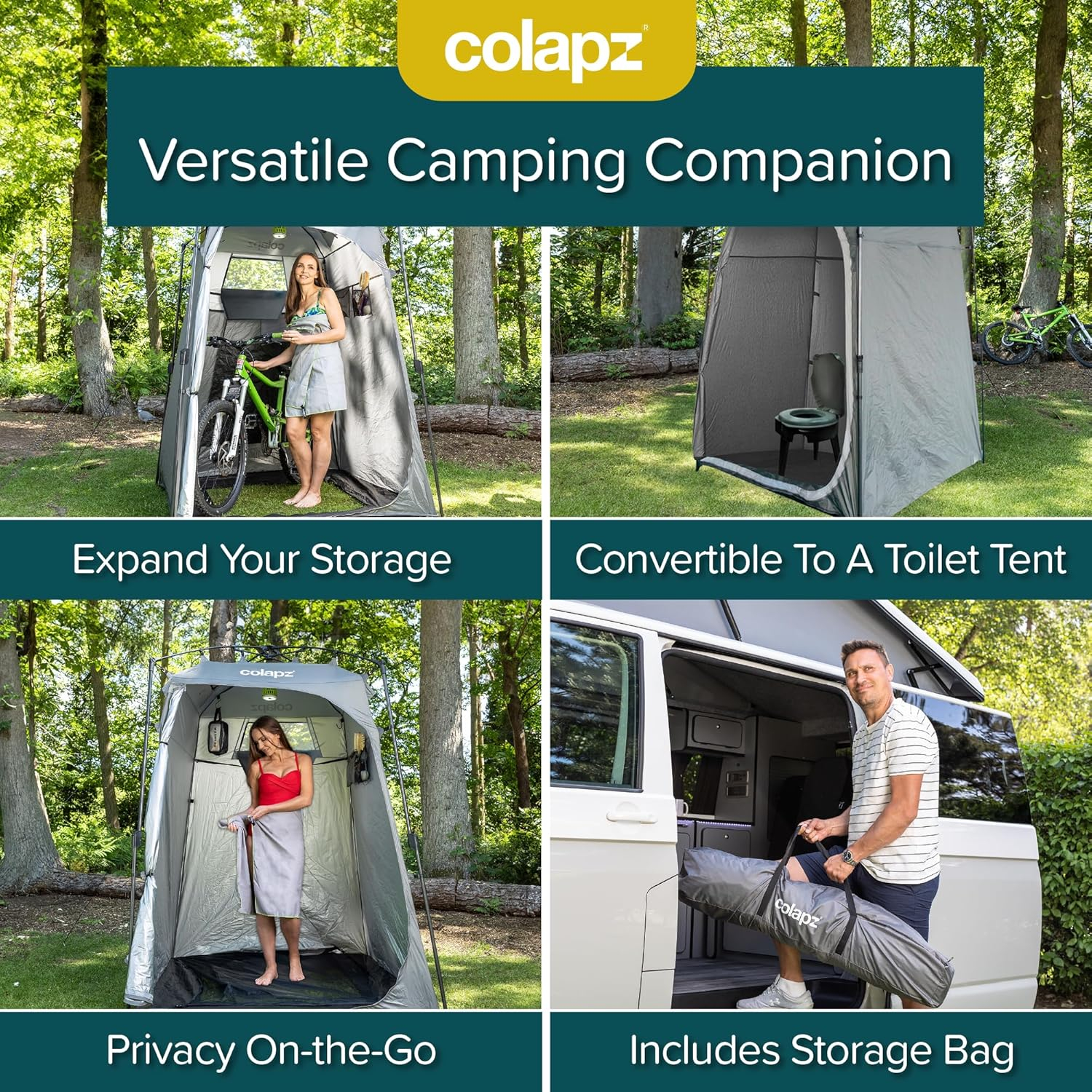 Colapz Camping Shower Tent and Pop Up Toilet Tent - Additional Camping Storage Tall Tent - Privacy Beach Tents Shelters Pop Up - Portable Outdoor Changing Room