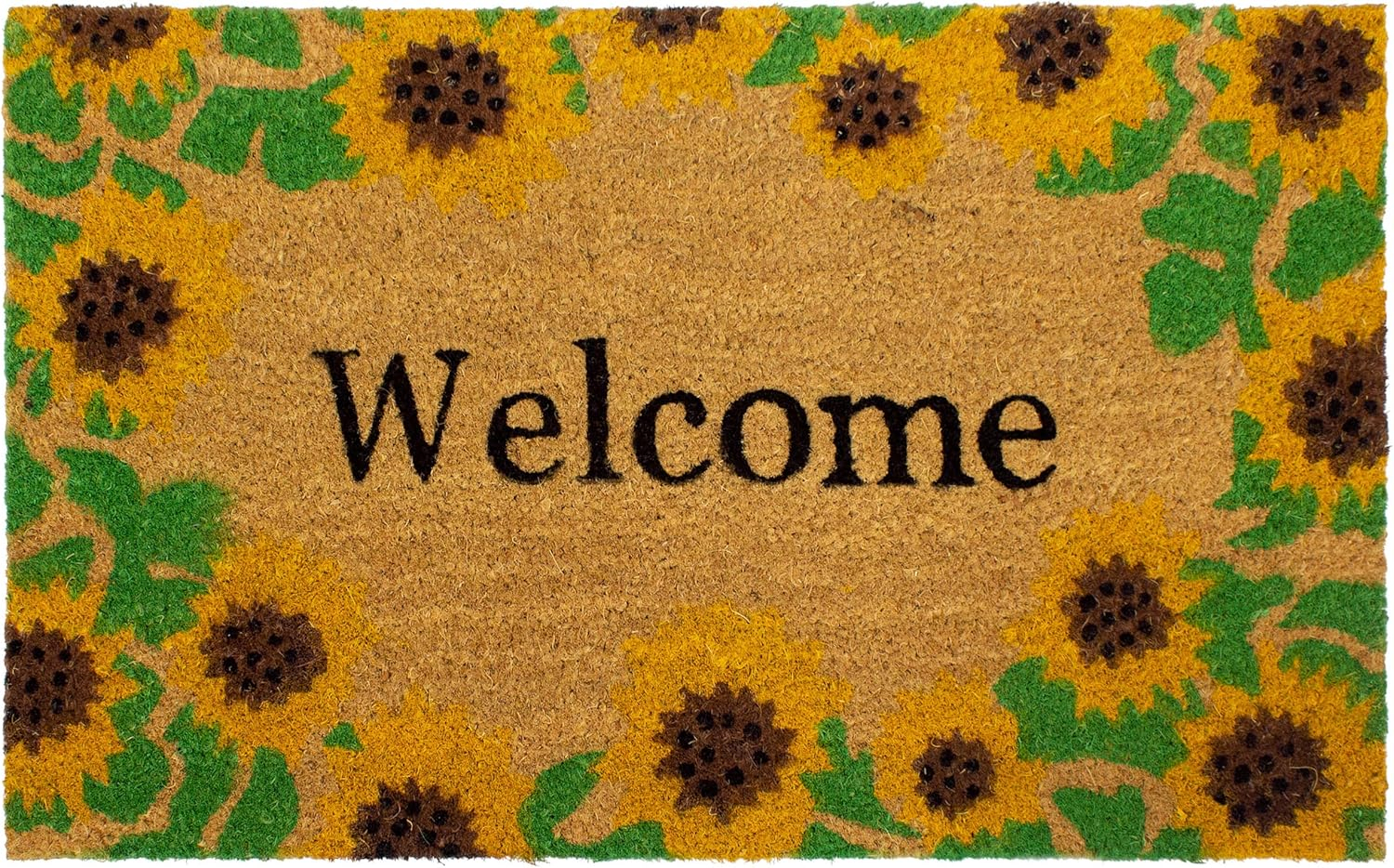 Storm Stopper All Weather Welcome With Sunflowers Indoor/Outdoor Printed Coir Mat
