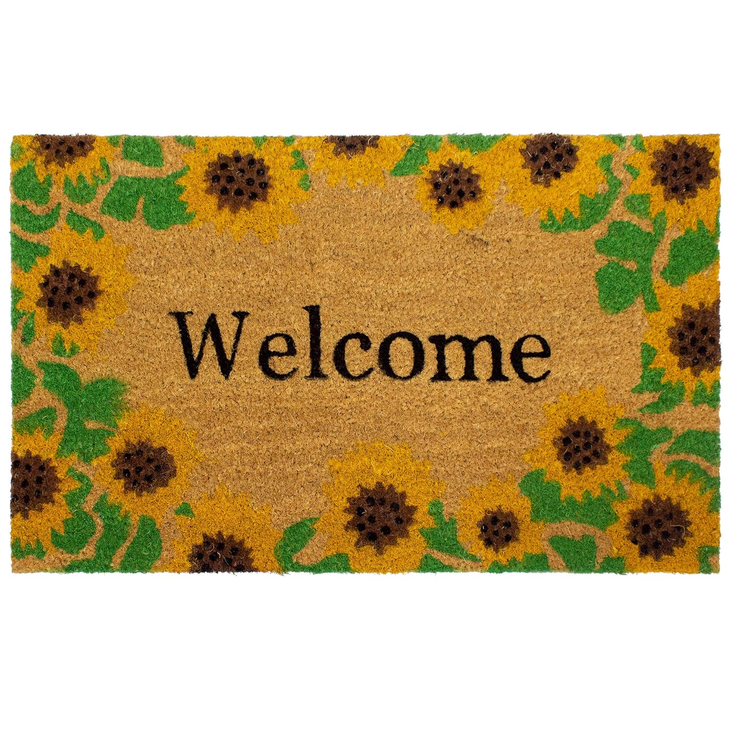 Storm Stopper All Weather Welcome With Sunflowers Indoor/Outdoor Printed Coir Mat