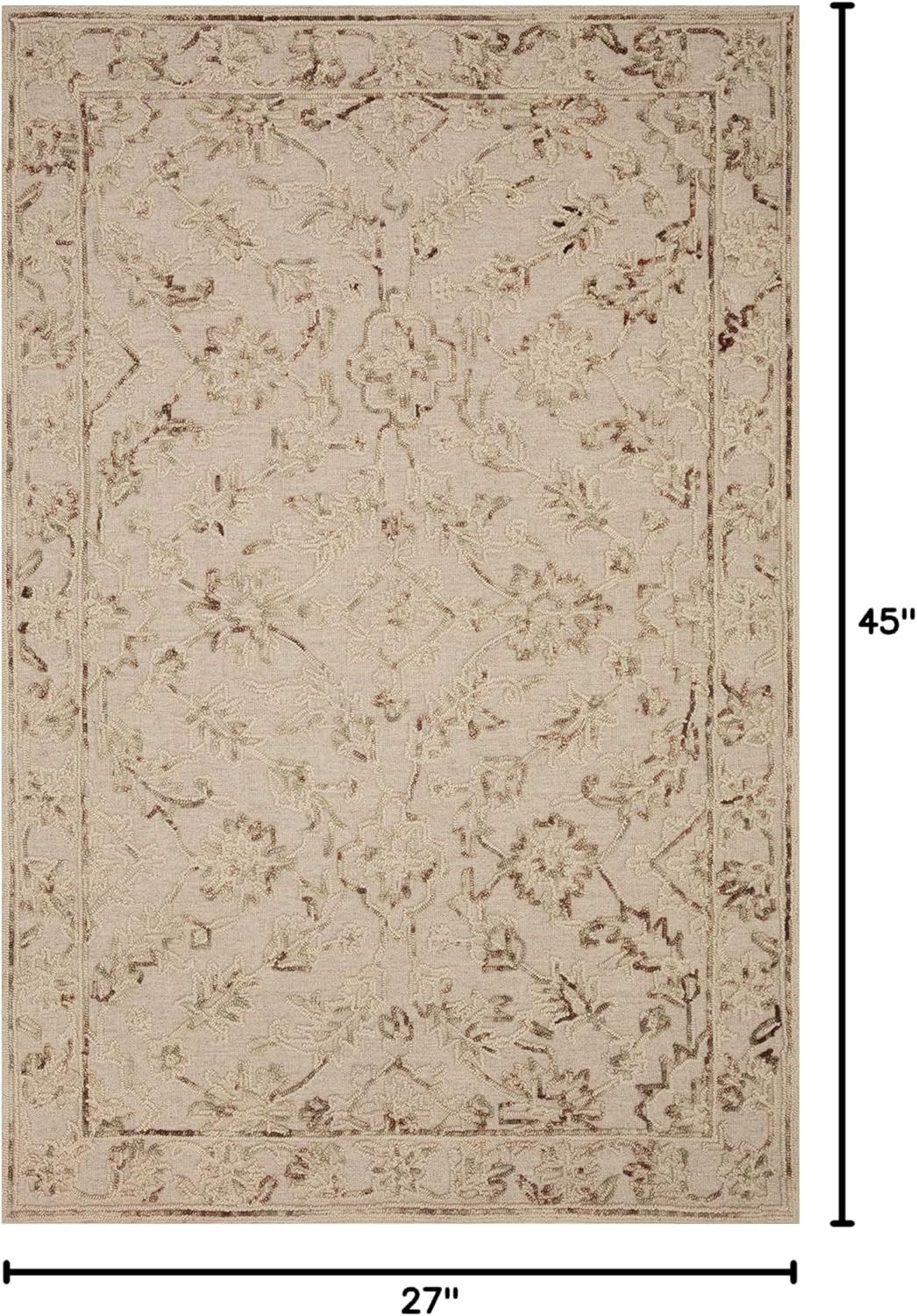 Handmade Ivory Wool Traditional Easy-Care Rug - 2'3" x 3'9"