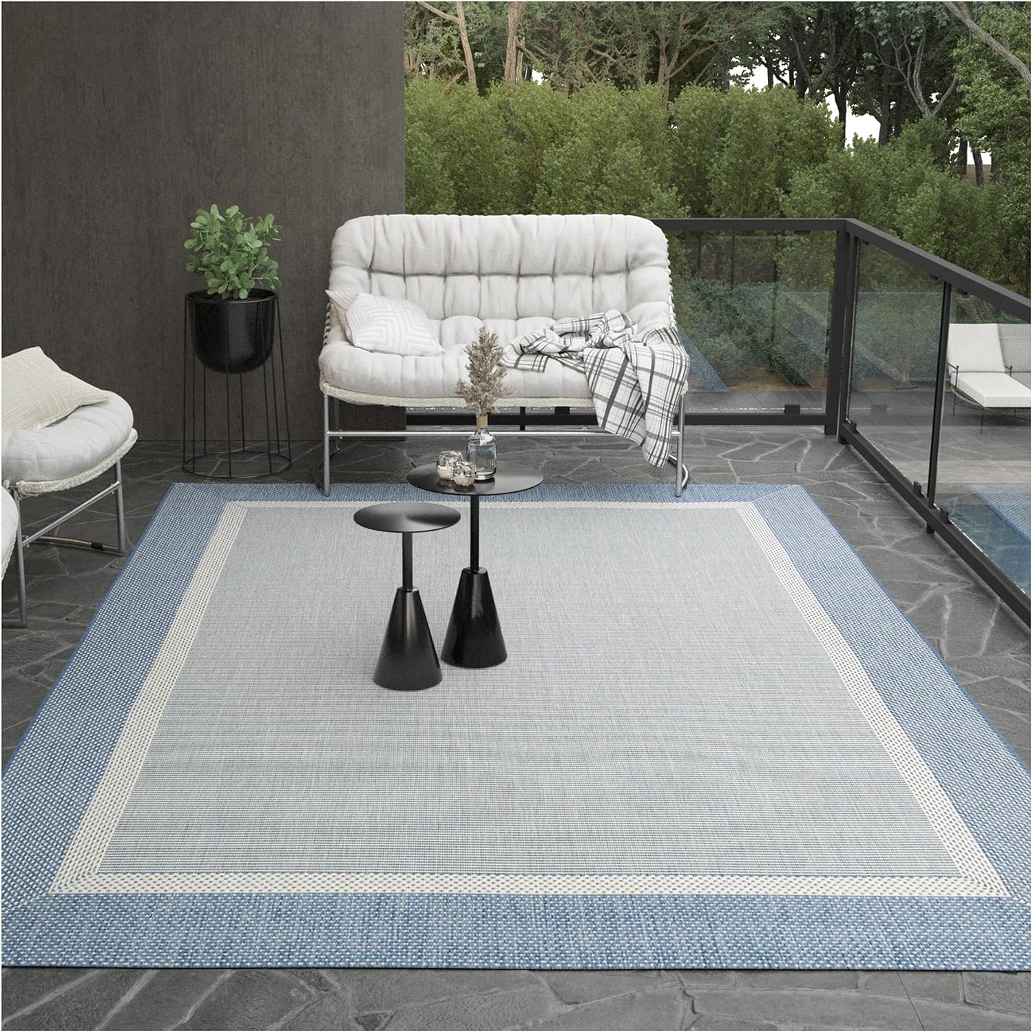 Couristan Recife Outdoor Area Rug - Stria Texture 2' X 3'7" Rectangle in Natural and Green Color, Hose Washable, Pet Friendly, Patio and Home Decor