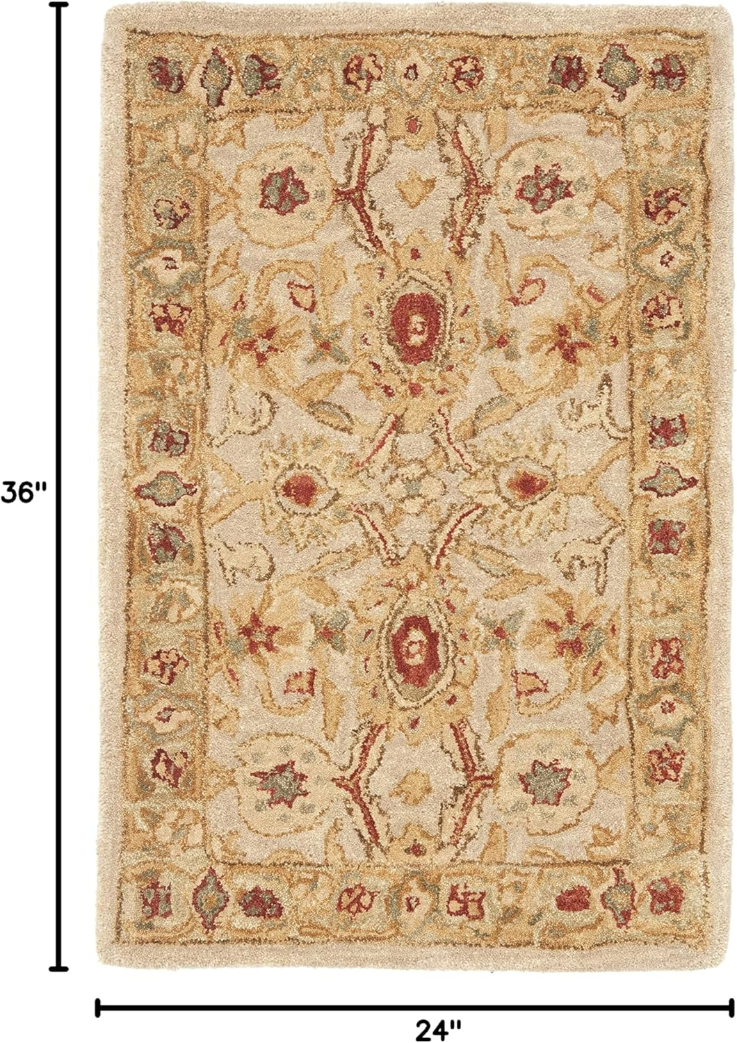 SAFAVIEH Anatolia Trinity Traditional Wool Area Rug, Ivory/Sage, 2' x 3'
