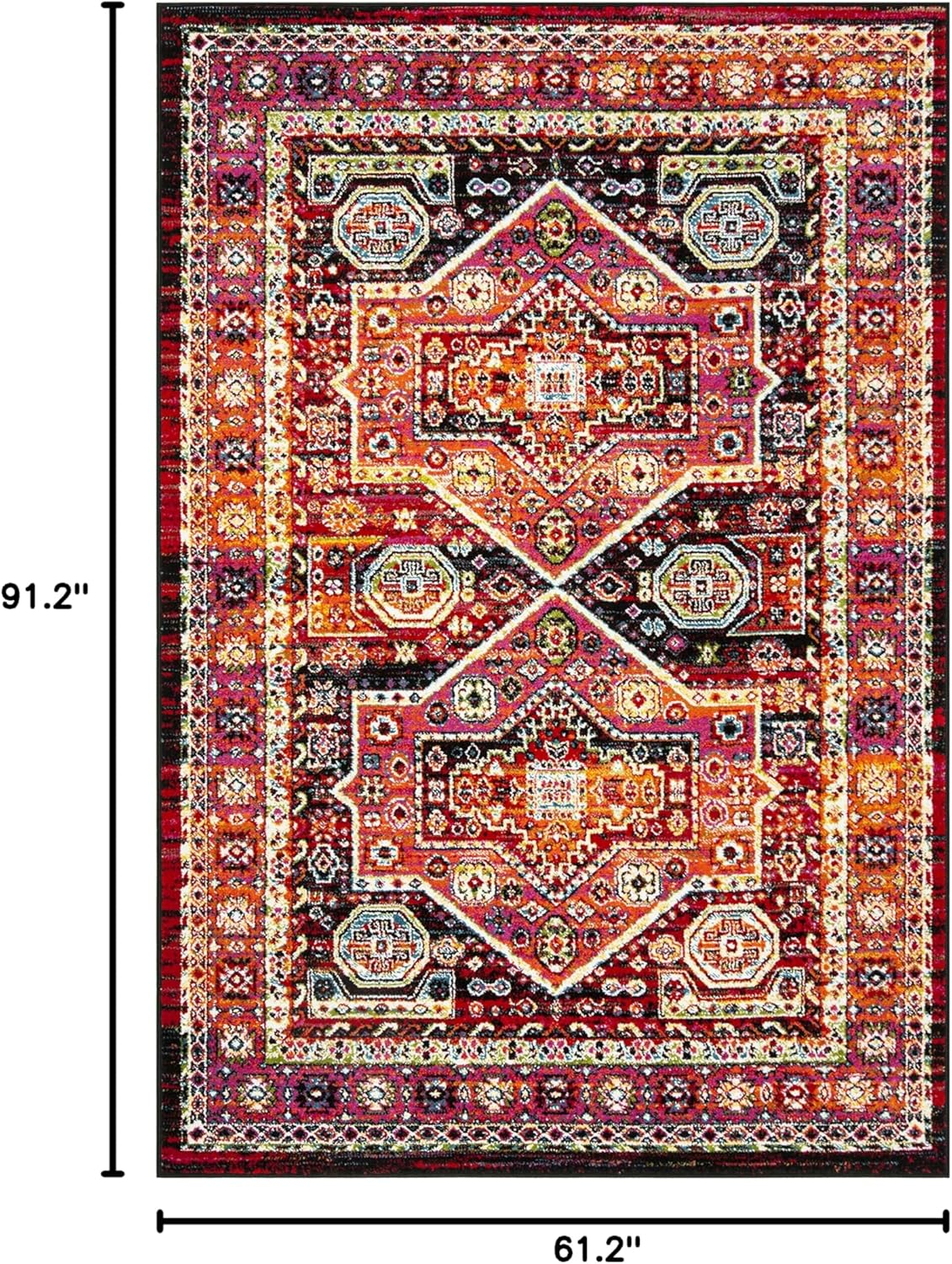 SAFAVIEH Cherokee Kelleigh Oriental Area Rug, Black/Orange, 5'1" x 7'6"