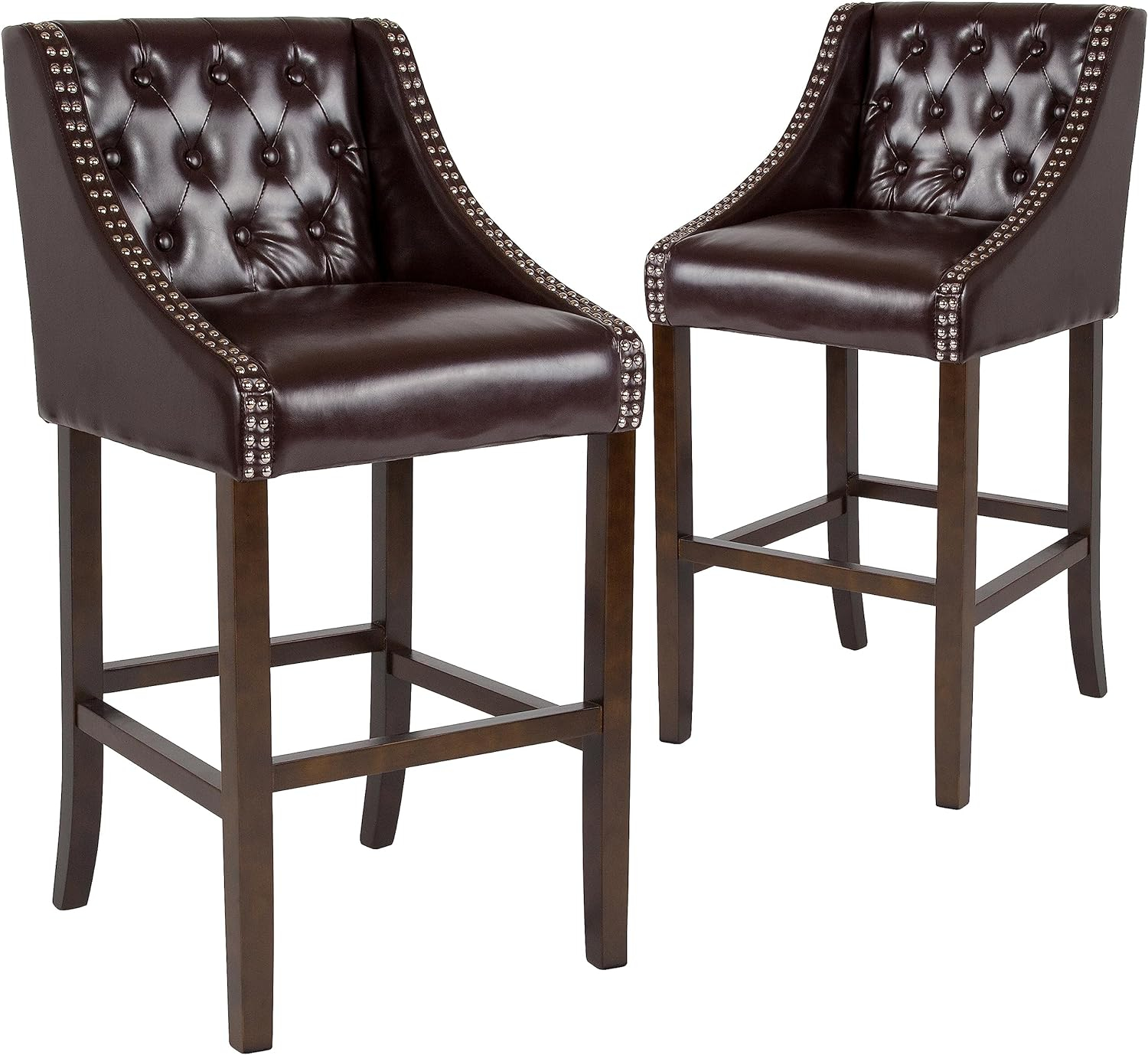 Flash Furniture 2 Pk Carmel Series Tuffed Bar Stool, Brown, (Set of 2)