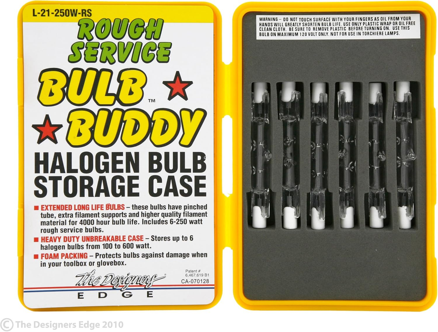 Woods L21 250-Watt Rough Service Halogen Bulb with Bulb Buddy Protective Case, 6-Pack