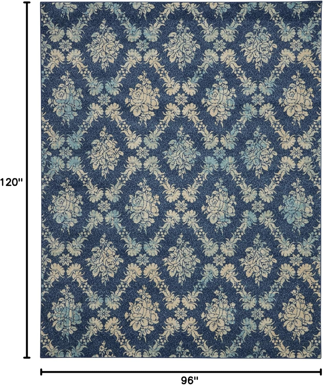 Nourison Tranquil Floral Navy/Light Blue 8' x 10' Area Rug, (8x10)