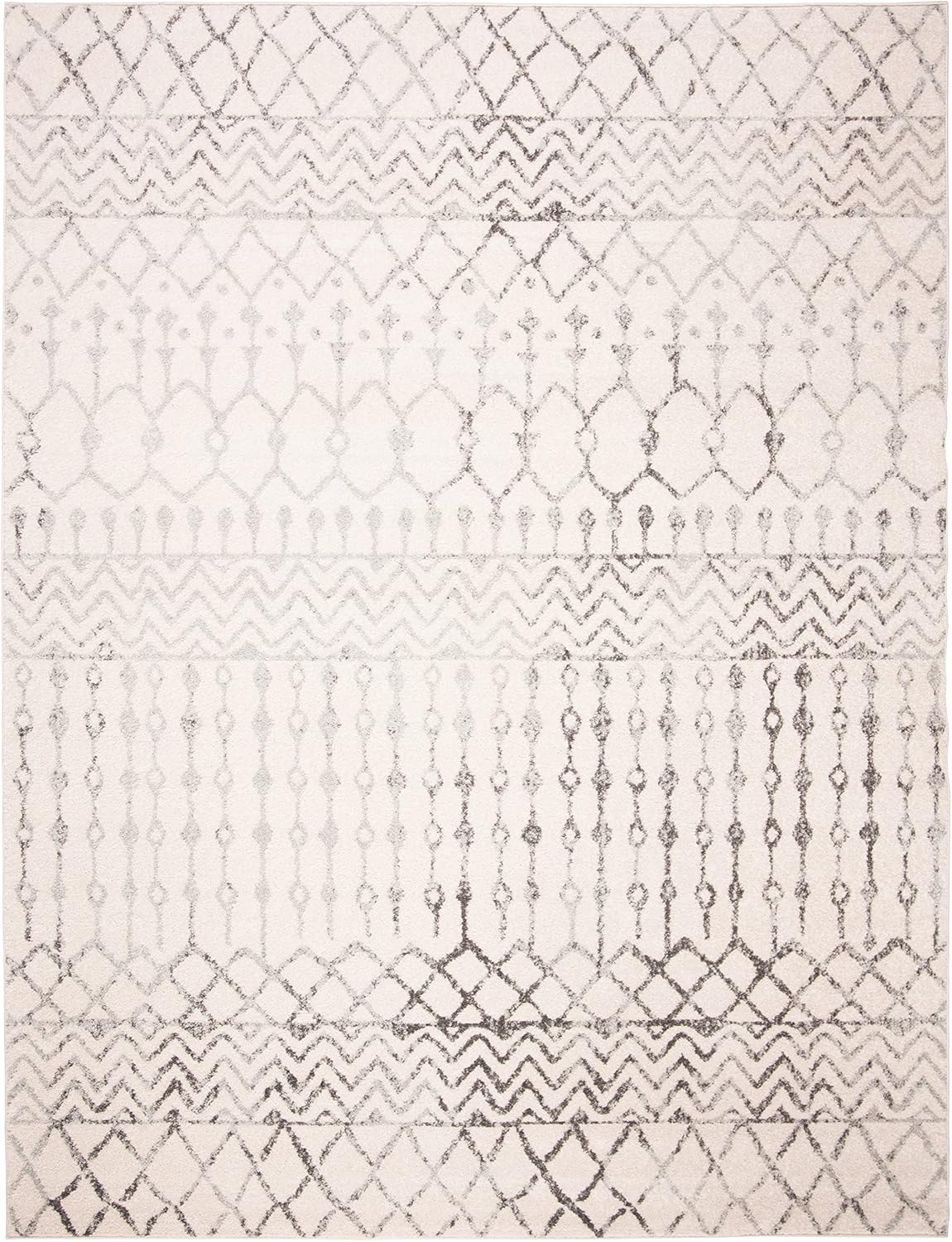 SAFAVIEH Tulum Glen Moroccan Geometric Area Rug, Ivory/Grey, 9' x 12'