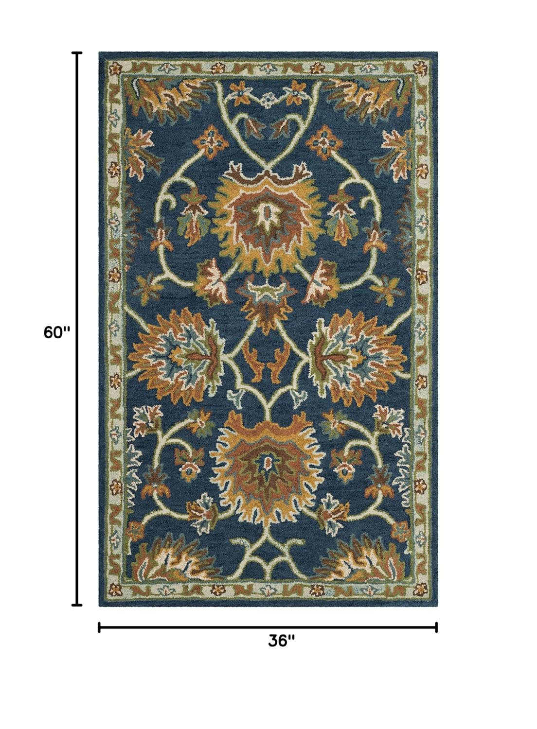 SAFAVIEH Heritage Sharla Floral Wool Area Rug, Navy, 3' x 5'